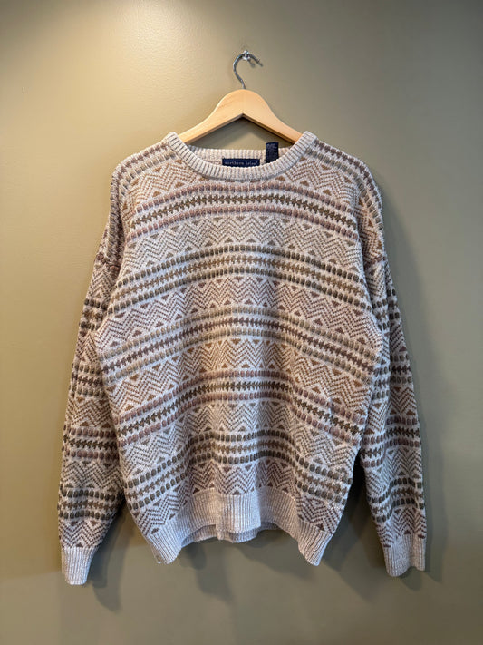 Vintage Northern Isles Neutral Ramie Striped Knit Sweater- XL