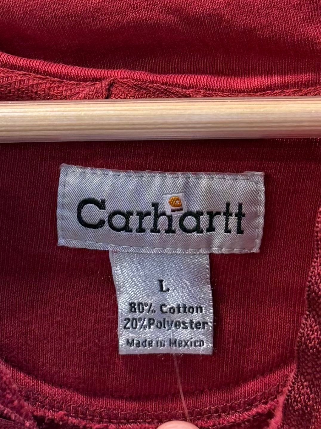 Vintage Carhartt Heavyweight Red Zip-Up Hoodie Sweatshirt- L