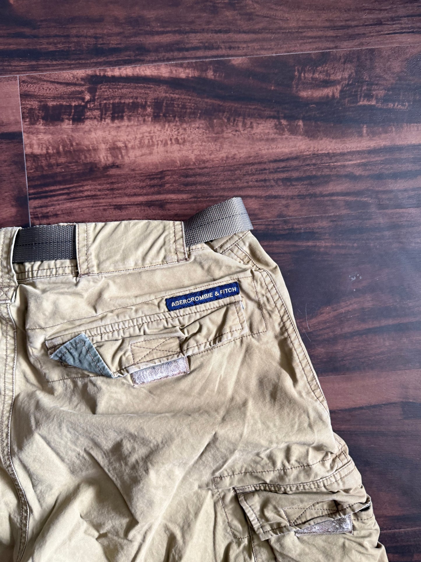 Vintage Abercrombie & Fitch Tan Nylon Cargo Shorts- 32