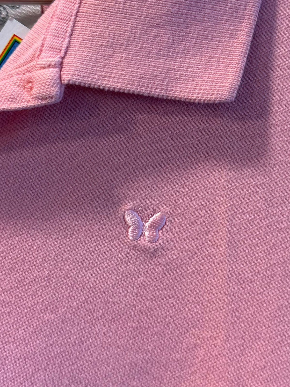 Vintage Aeropostale Pink Butterfly Button-Up Polo Shirt- XL