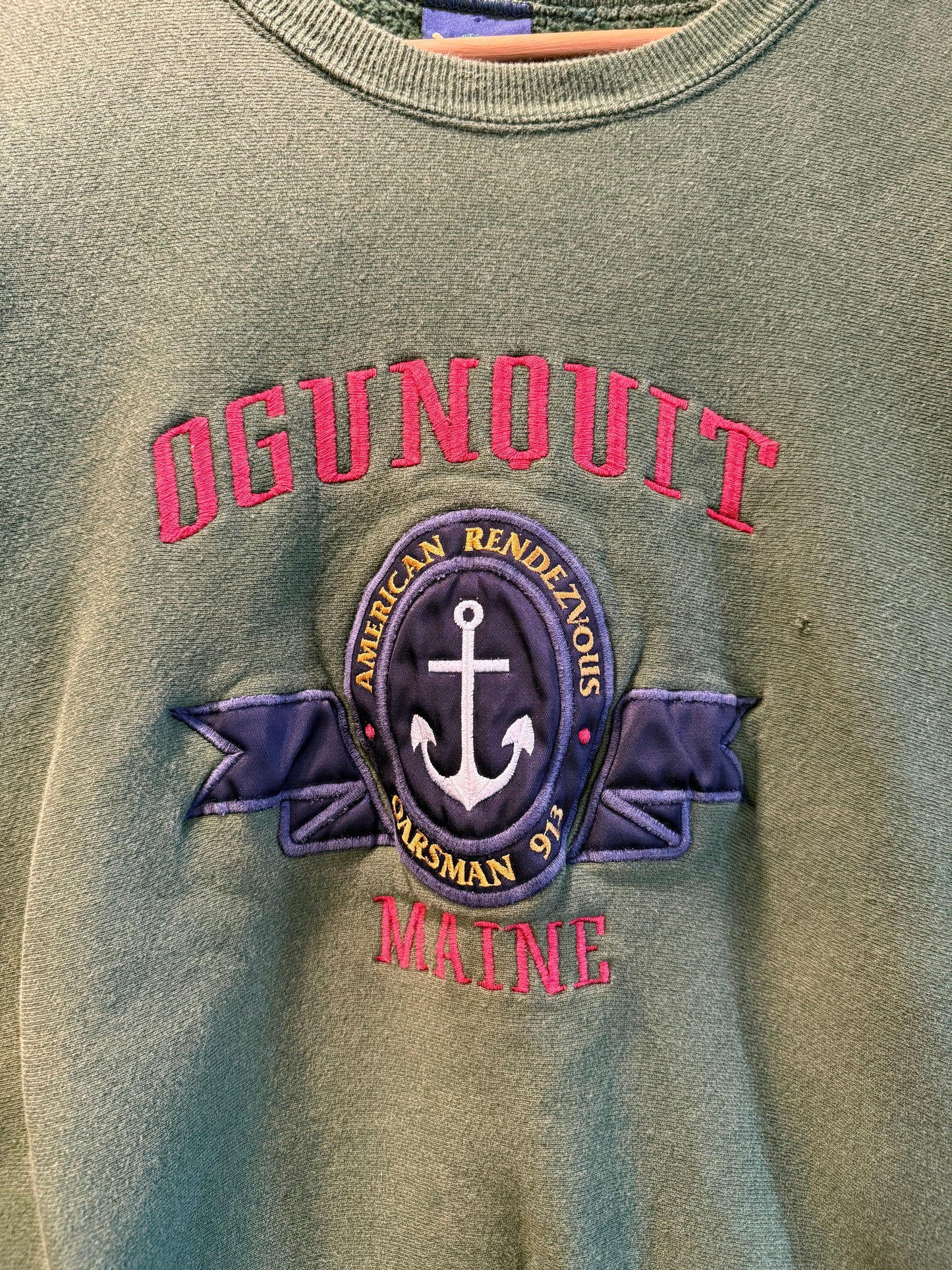 Vintage Ogunquit Maine Sailing Green Crewneck Sweatshirt- XL