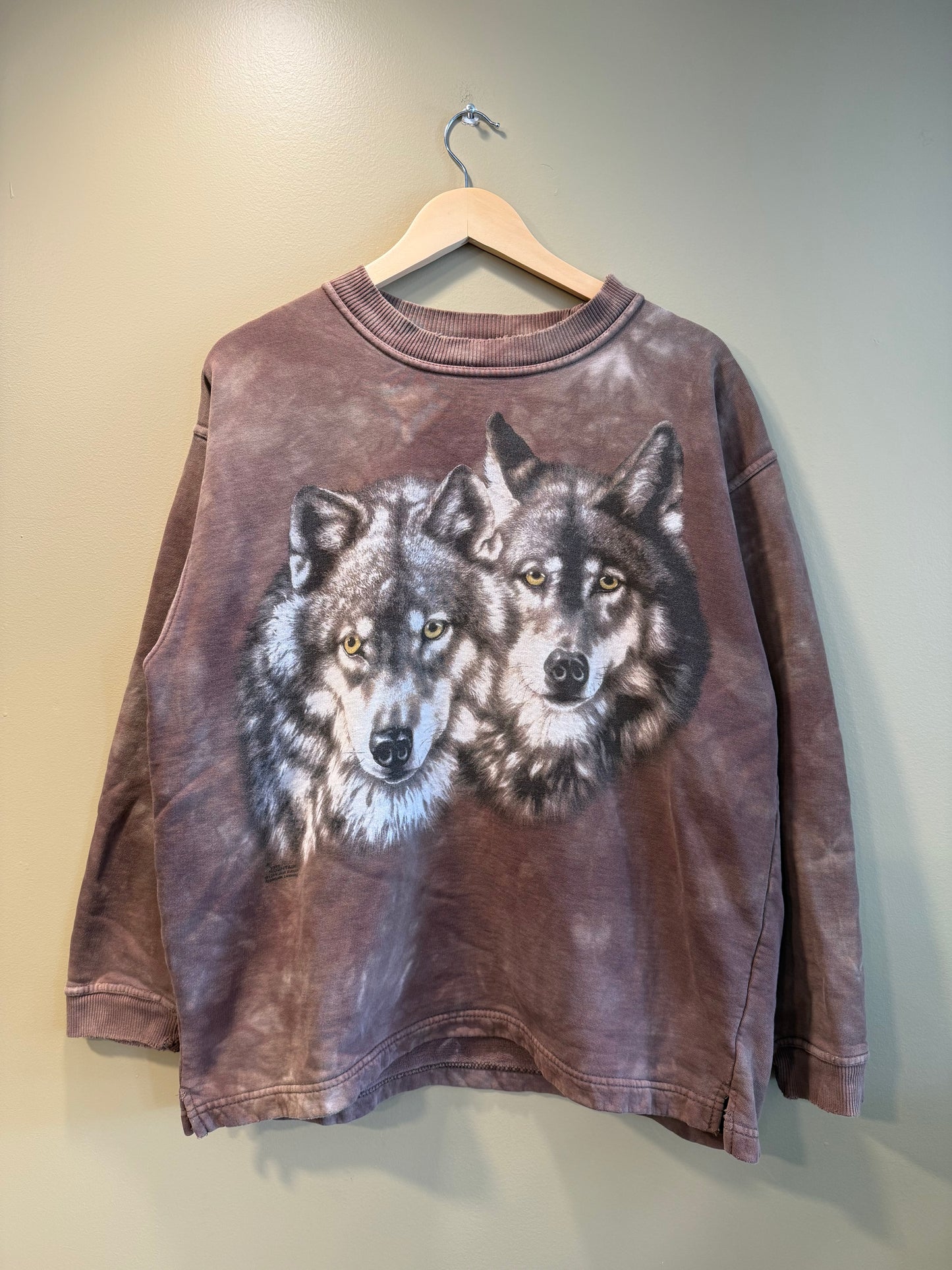 Vintage The Mountain Brown Wolves Nature Crewneck Sweatshirt- XL