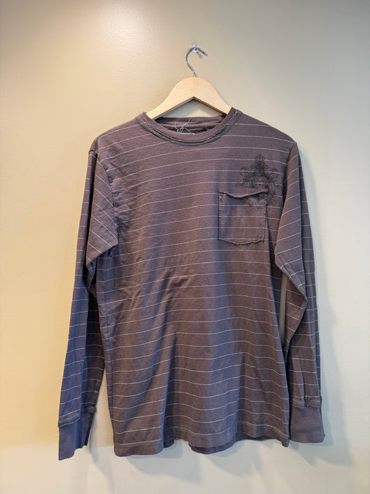 Vintage Y2K Palm Striped Brown Long Sleeve T-Shirt- M