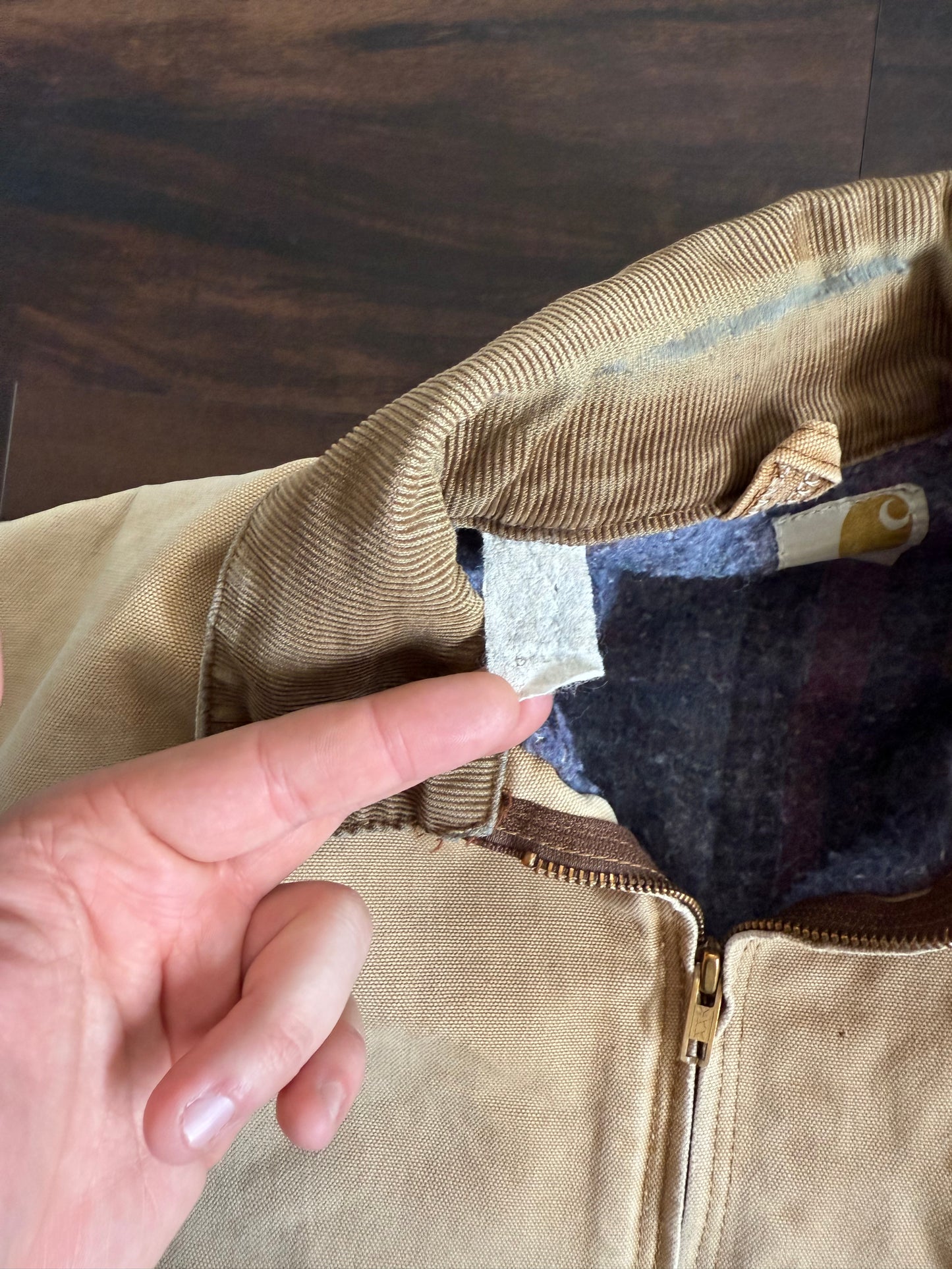 Vintage 1970s Carhartt 6BLJ Tan Detroit Jacket- L