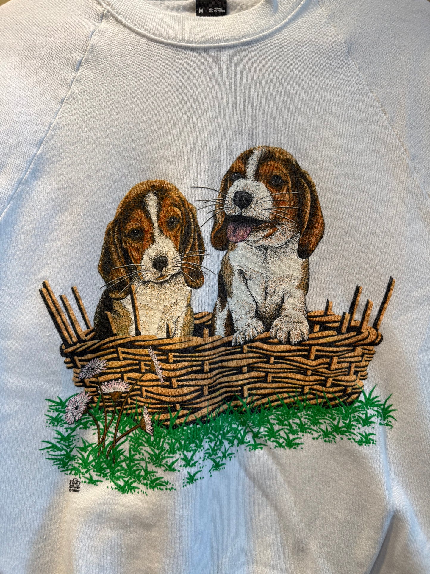 Vintage Beagle Puppies Crewneck Sweatshirt- S