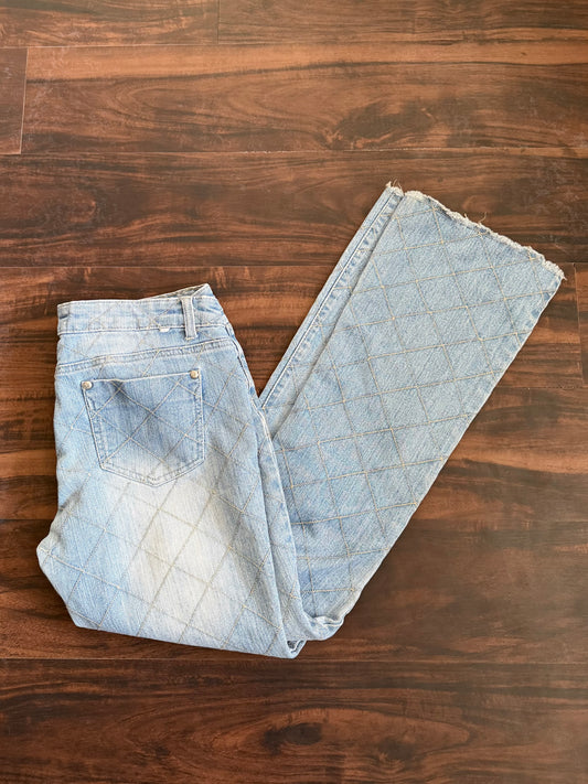 Vintage Cross Hatched Women’s Flared Denim Jeans- 32x30