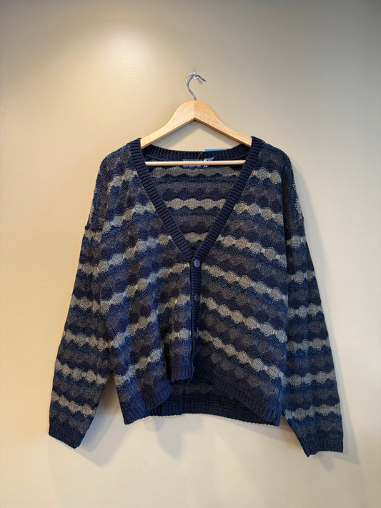 Vintage Apparatus Patterned Cardigan Sweater- L