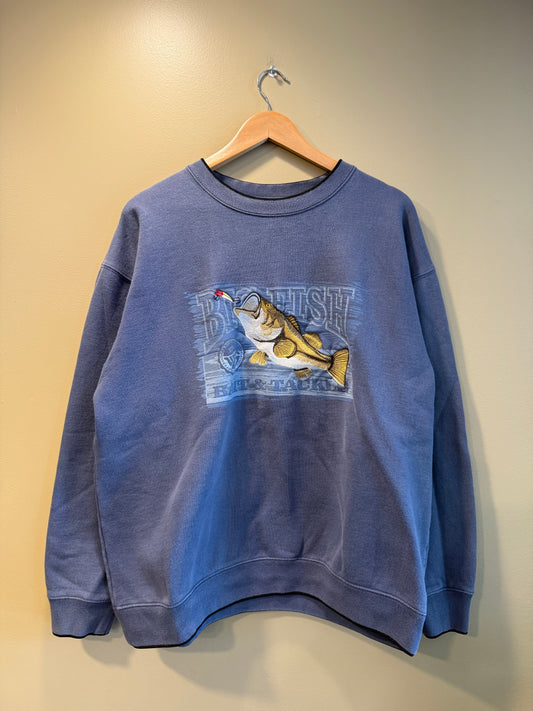 Vintage Large Mouth Bass Big Fish Crewneck Sweatshirt- M/L