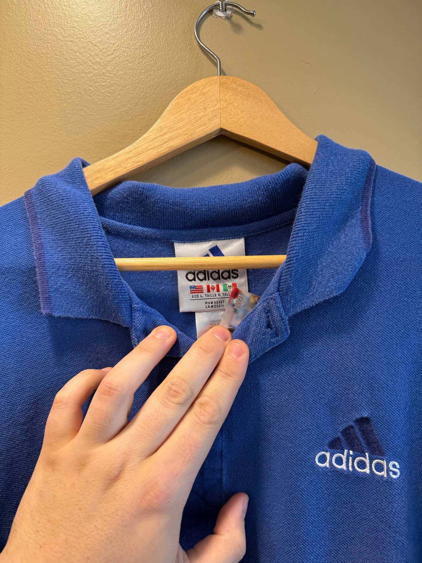 Vintage Adidas Blue Polo Shirt- L