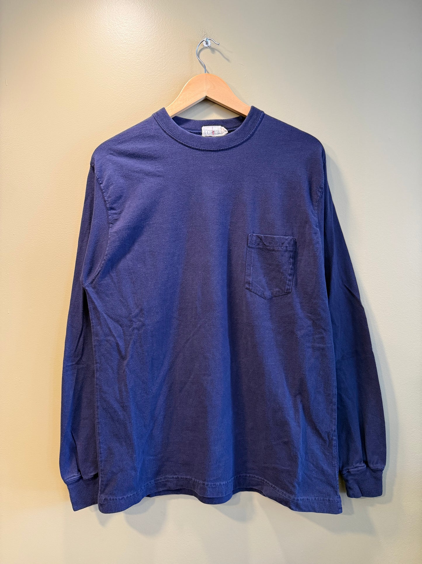 Vintage J Crew Navy Blue Pocket Long Sleeve T-Shirt- L