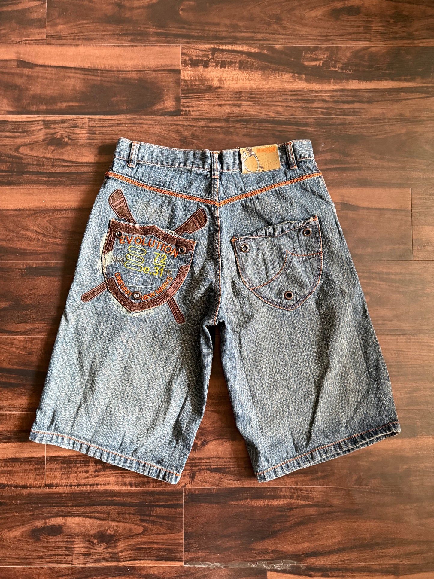 Vintage Y2K Evolution Embroidered Denim Jean Shorts- 34