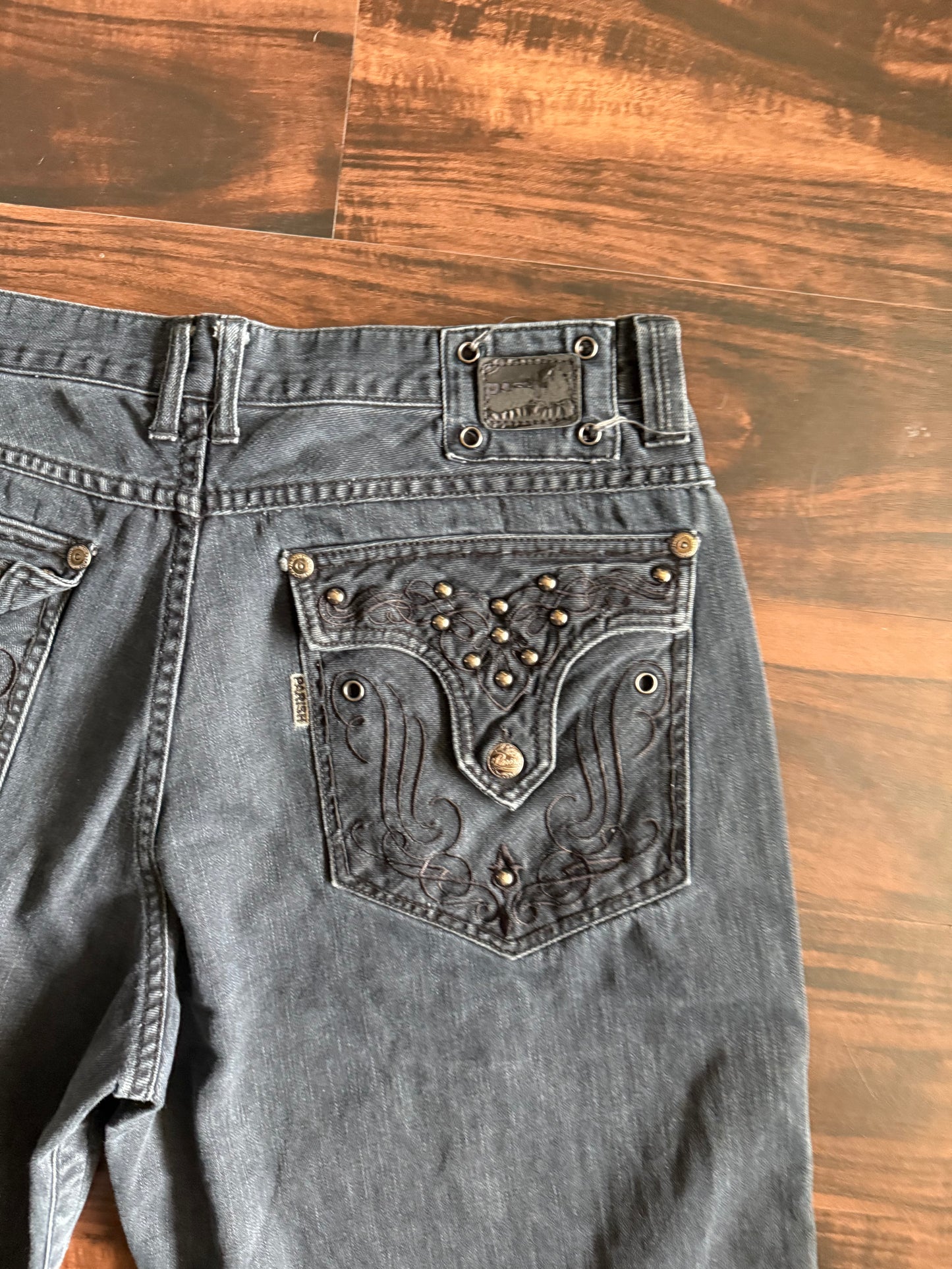 Vintage Y2K Parish Black Gothic Denim Jean Shorts- 36