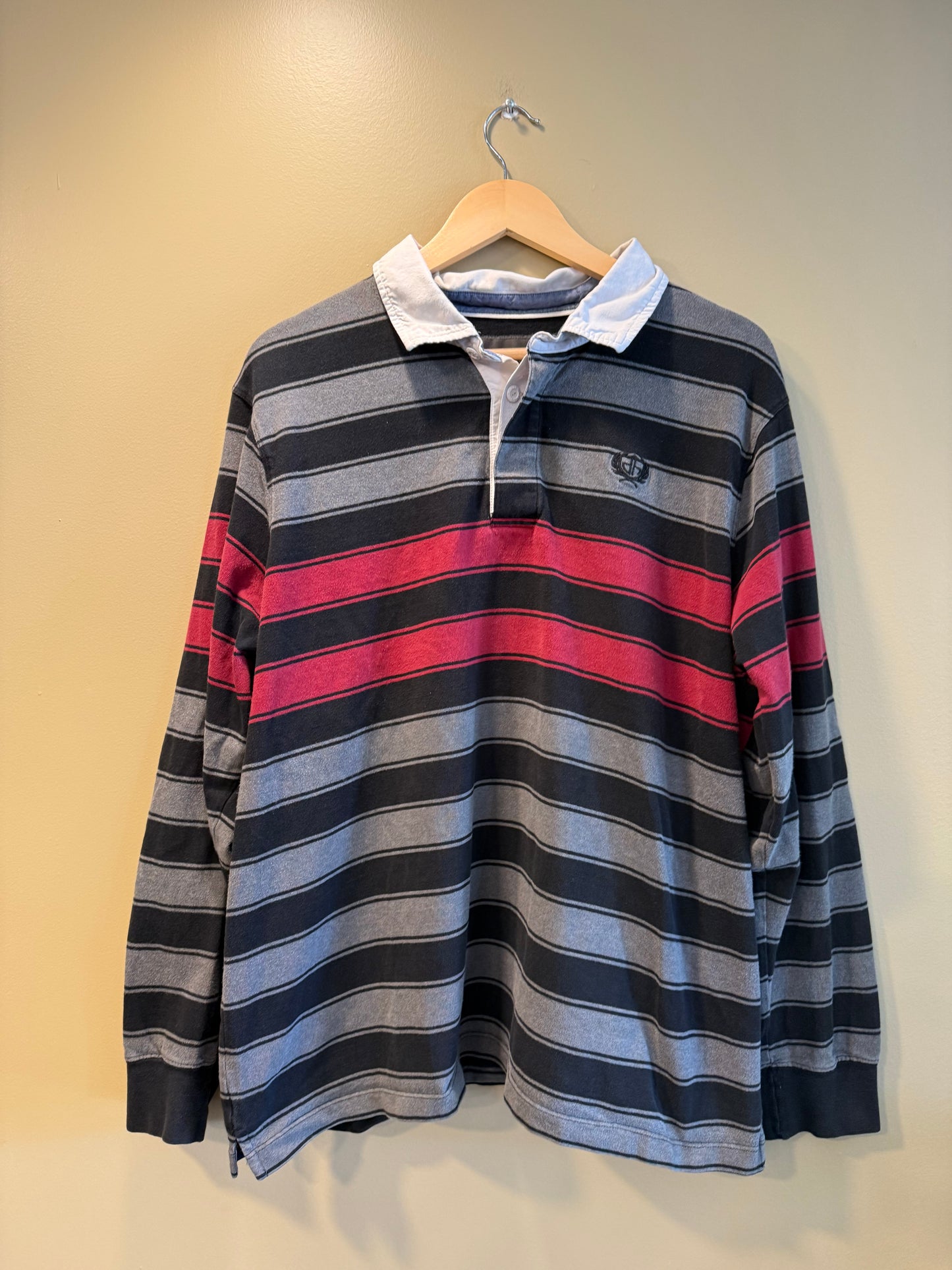 Vintage Y2K Denver Hayes Striped Polo Shirt- XXL