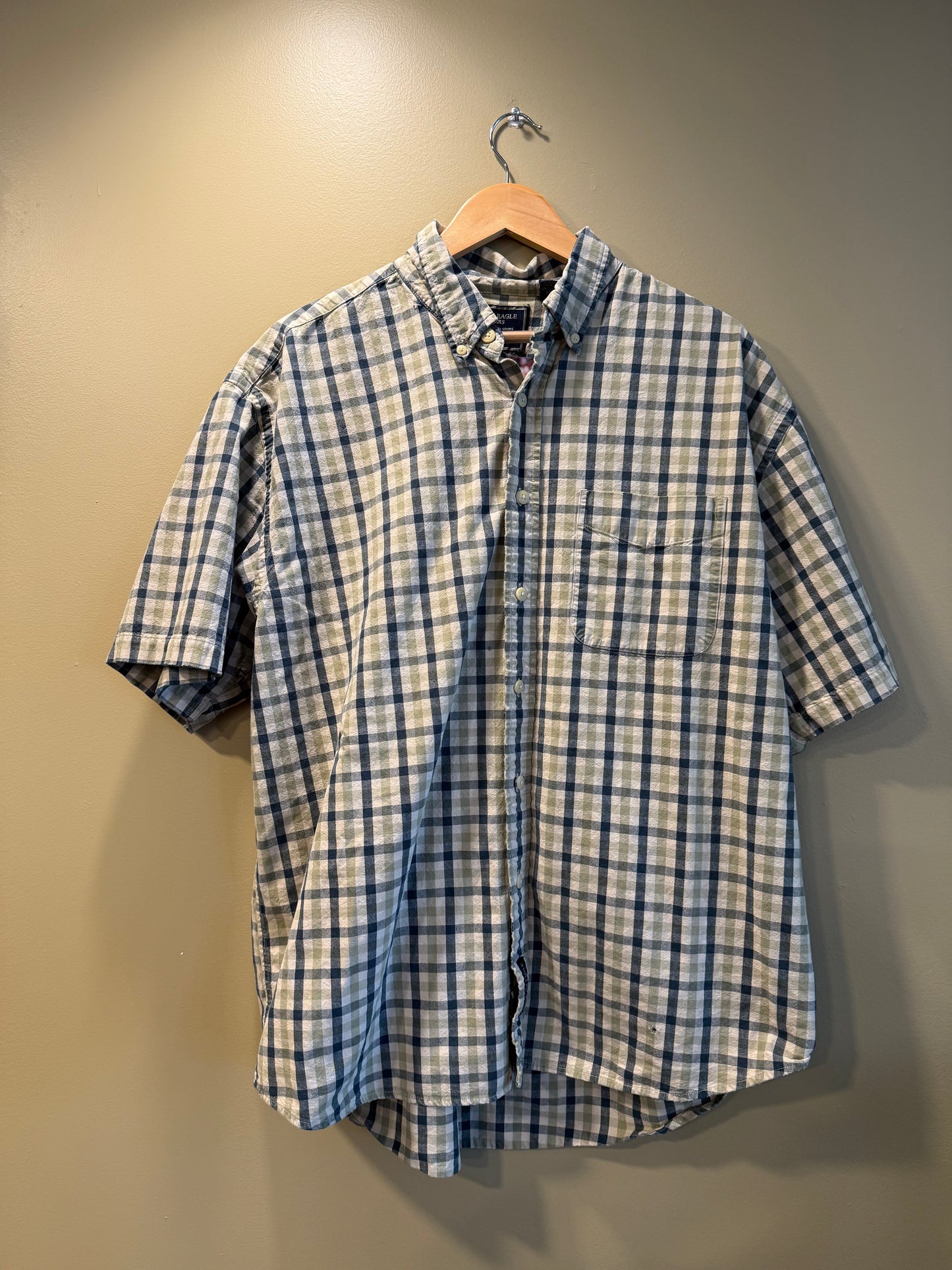 Vintage American Eagle Outfitters Checkered Green Button-Up Shirt- XL