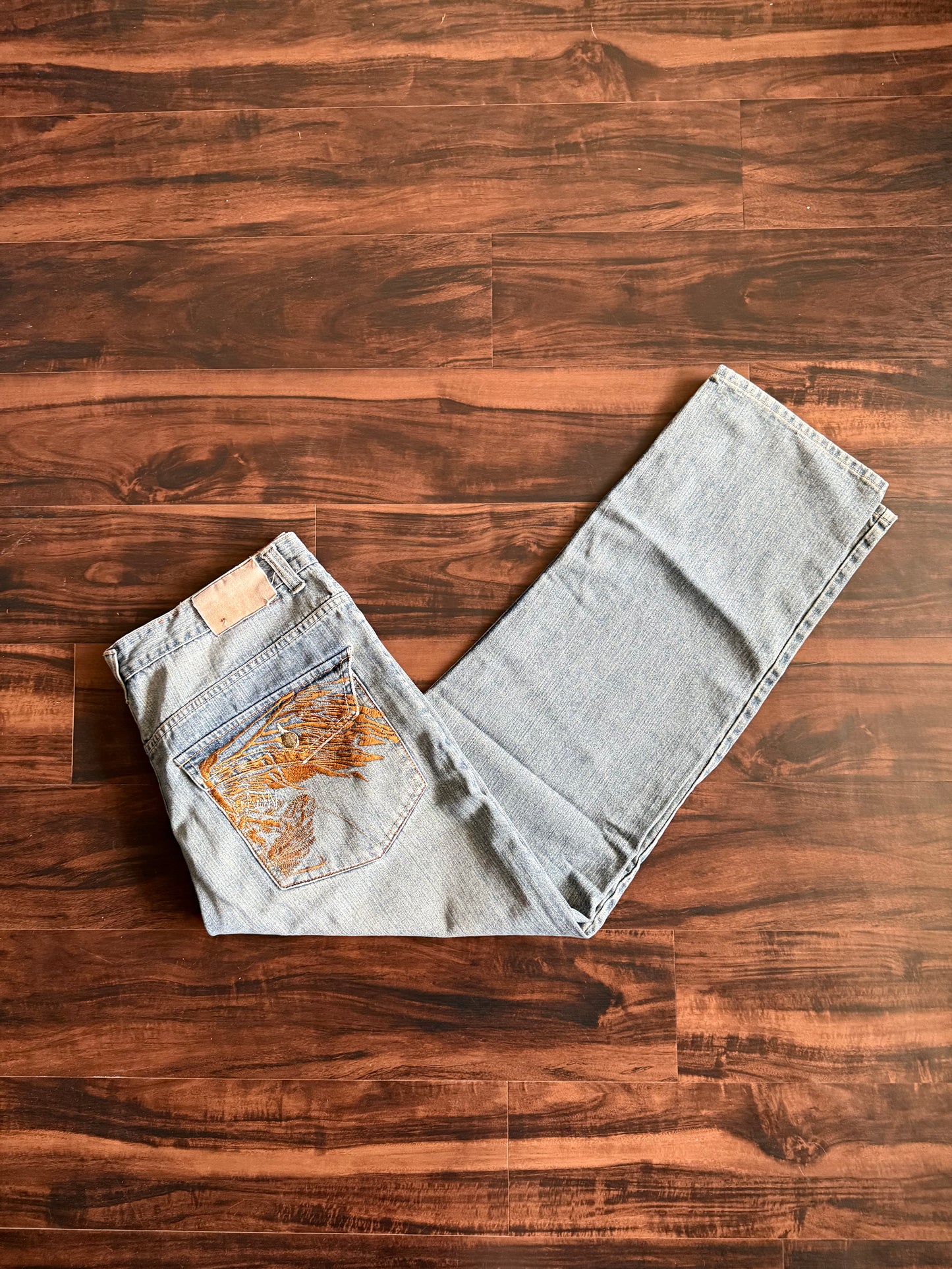 Vintage Y2K Jinzu Jeans Light Wash Embroidered Denim Jeans- 38x32