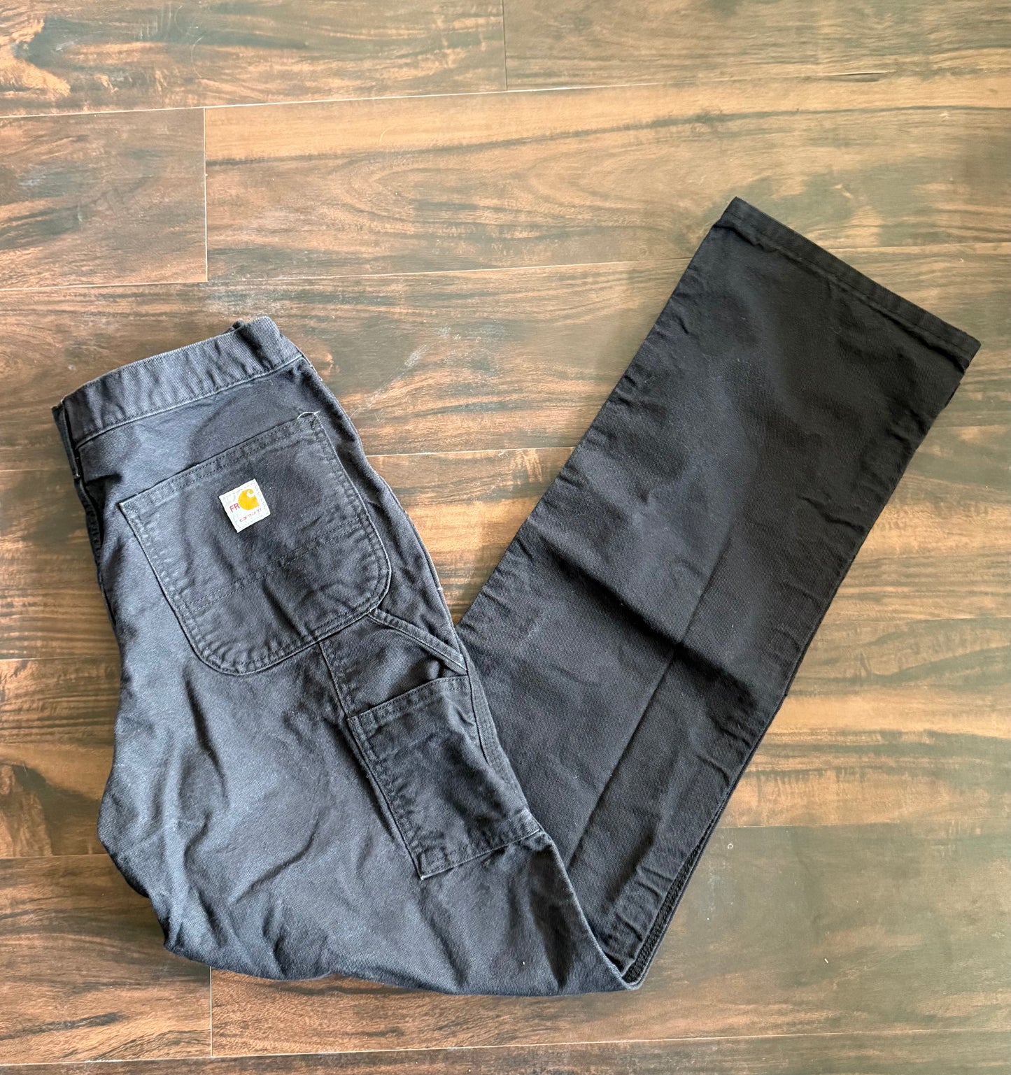 Vintage Carhartt Black Fire Resistant Cotton Canvas Carpenter Workwear Pants- 31x34