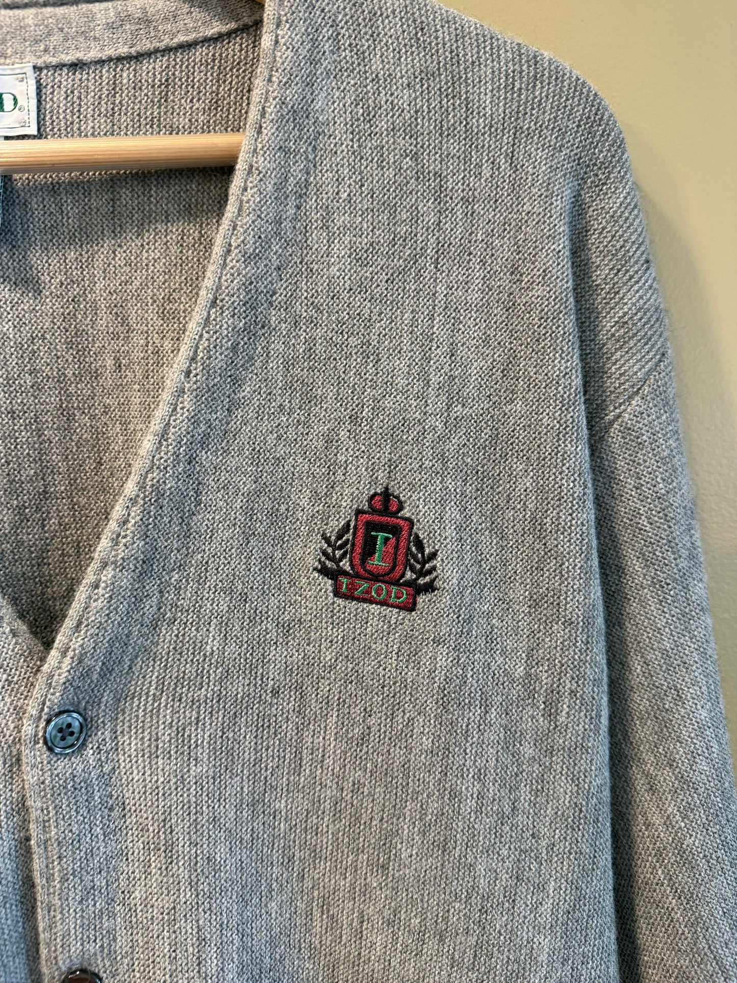 Vintage Izod Gray Cardigan Sweater- L