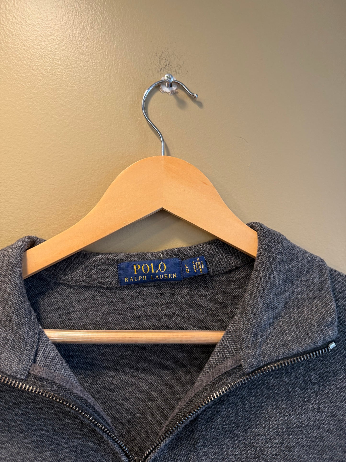 Vintage Polo Ralph Lauren Gray Quarter-Zip Sweater- L