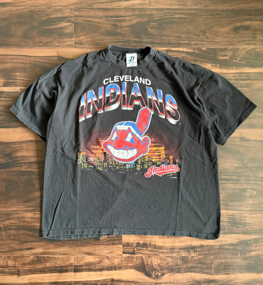 Vintage Cleveland Indians Black Skyline T-Shirt- XL