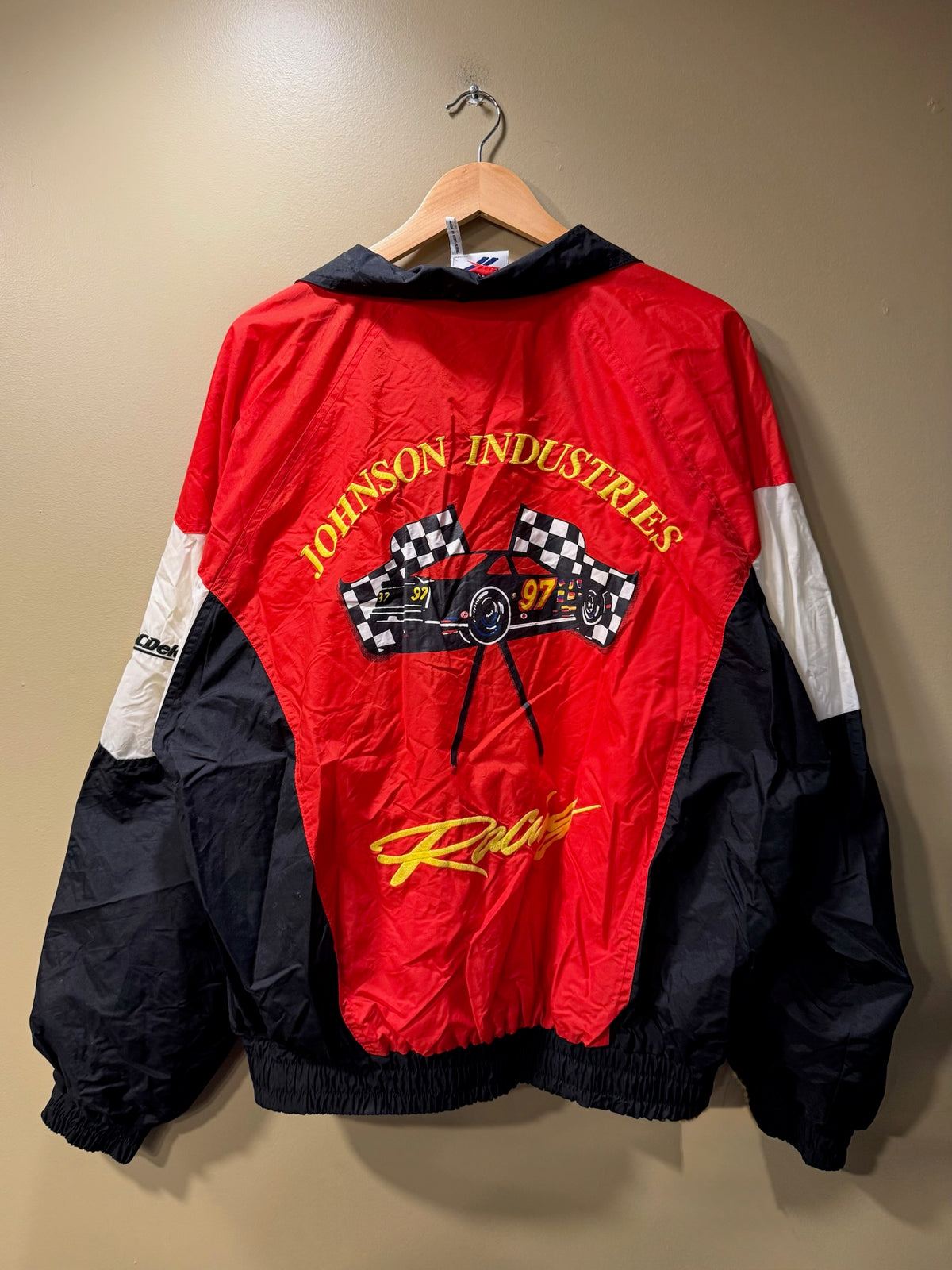 Vintage Reebok Johnson Industries Racing Zip and Button Windbreaker Jacket - XL