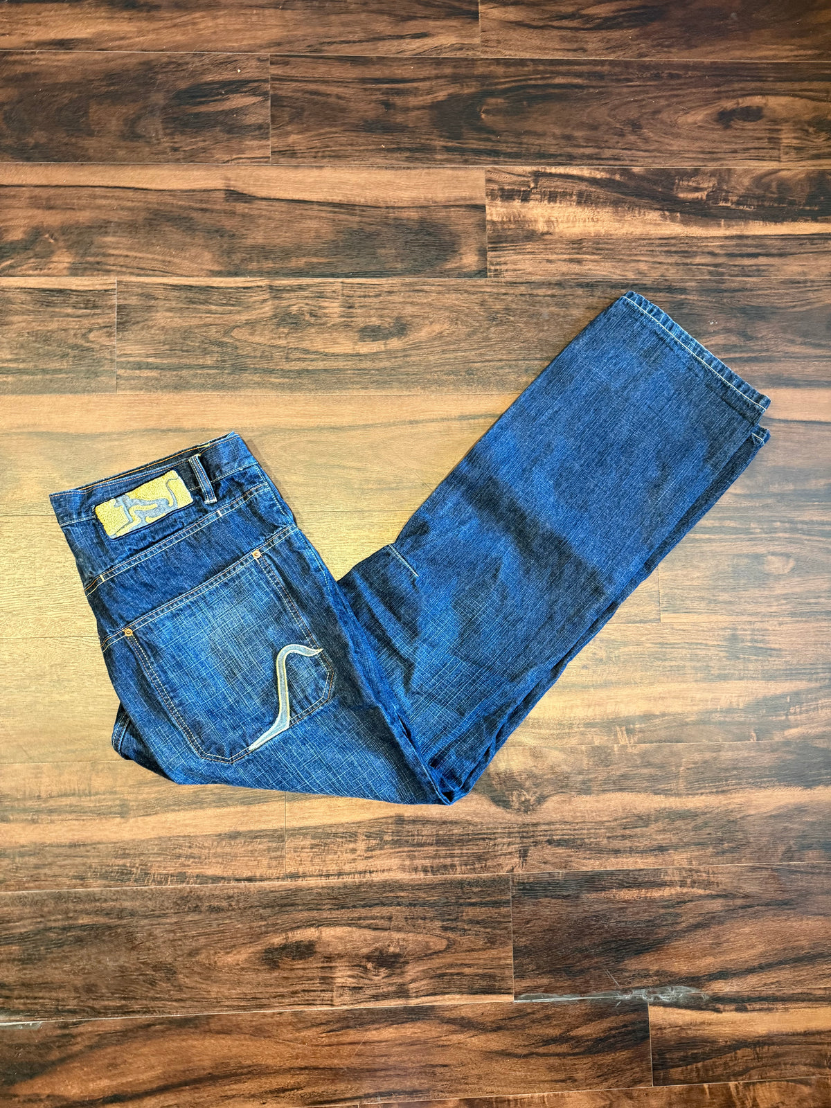 Vintage Drunkn Munkey Dark Wash Streetwear Baggy Jeans- 38x34