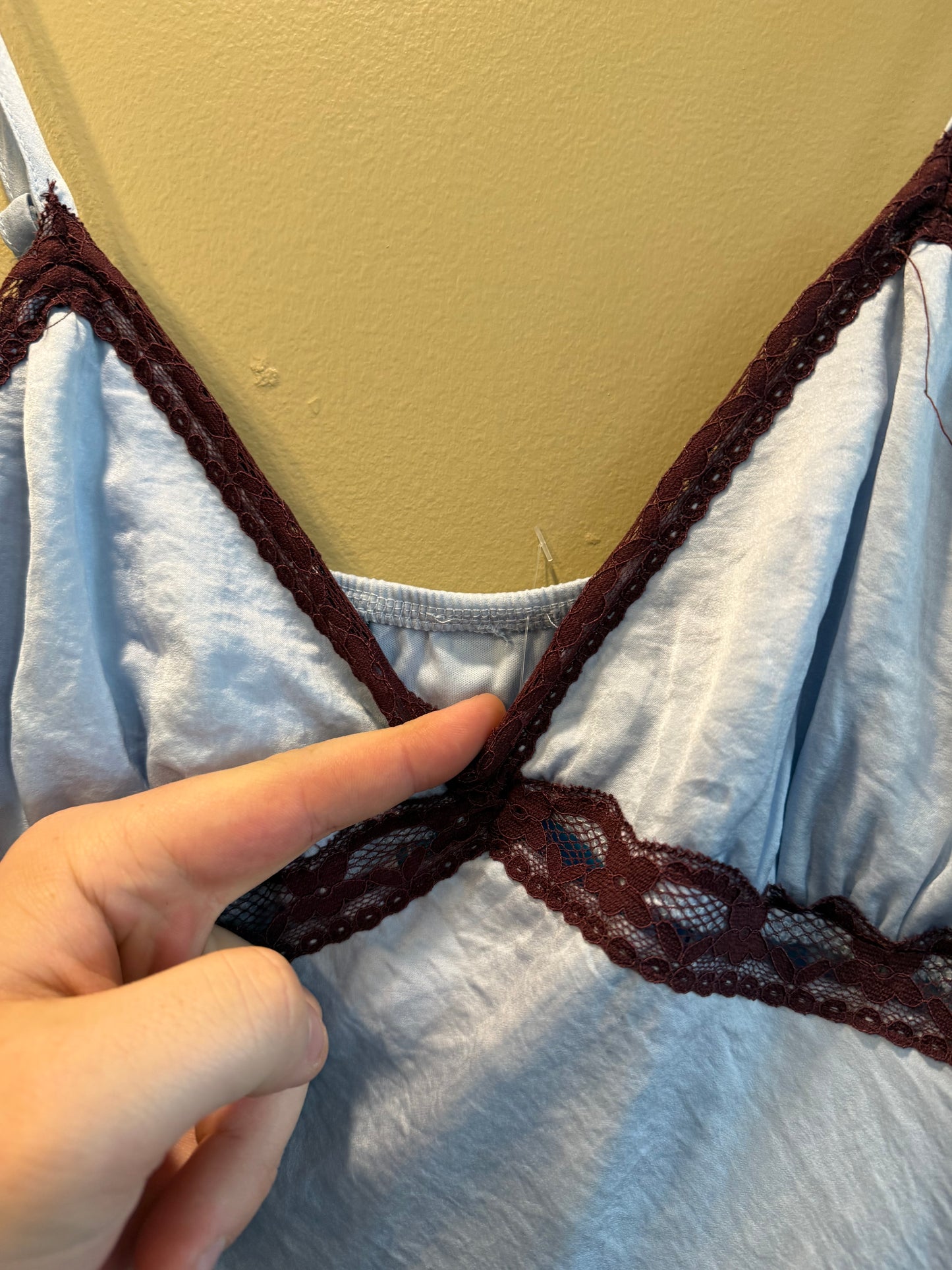 Vintage Y2K Lacy Blue & Brown Slip Dress Top- M