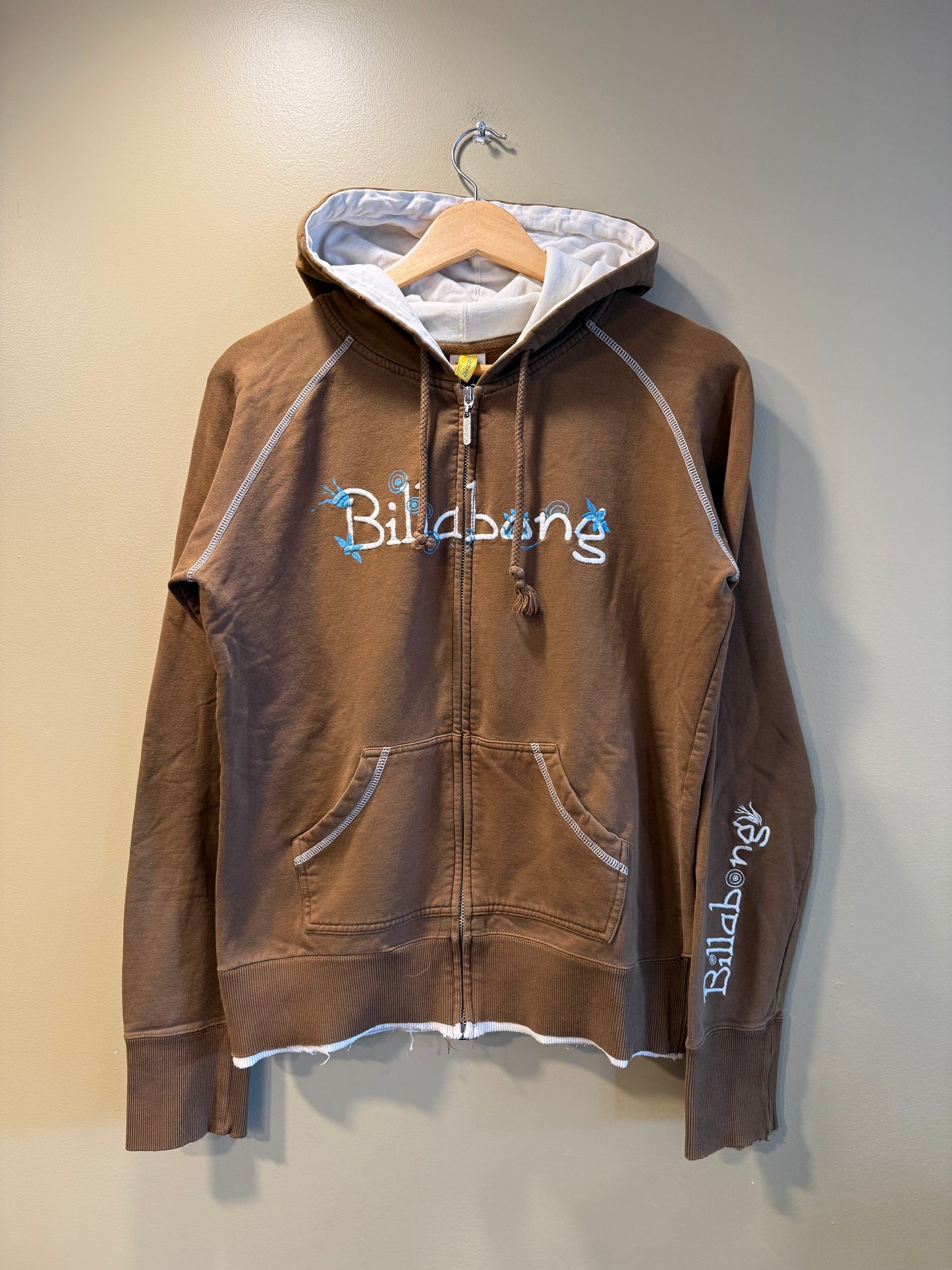 Vintage Billabong Brown Women’s Zip-Up Hoodie Sweatshirt- L