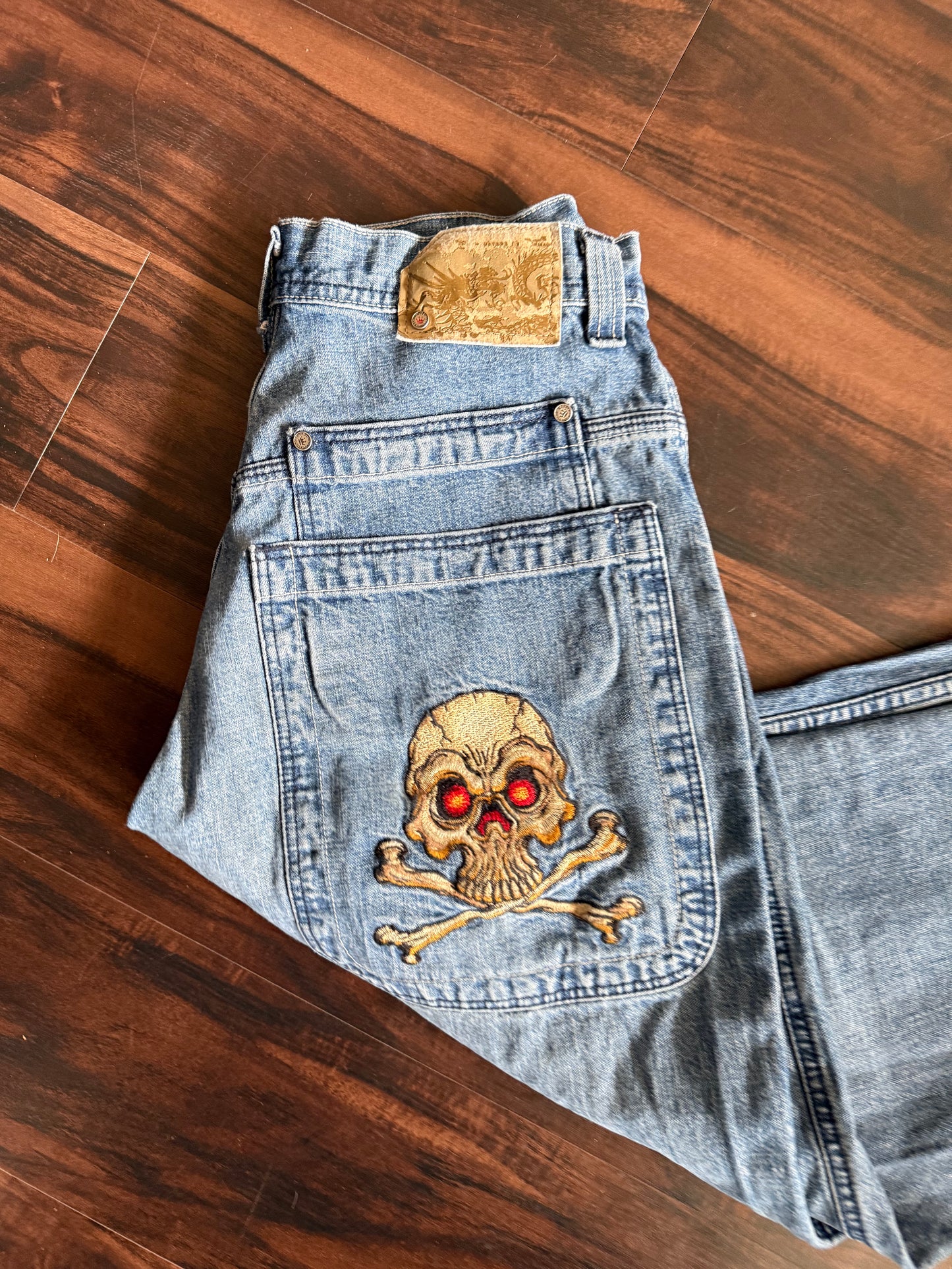 Vintage Y2K JNCO Baggy Streetwear Skull Denim Jeans- 30x32
