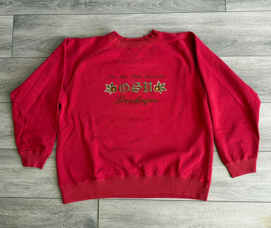 Vintage Ohio State University Buckeyes Heavy Red Crewneck Sweatshirt- XXL