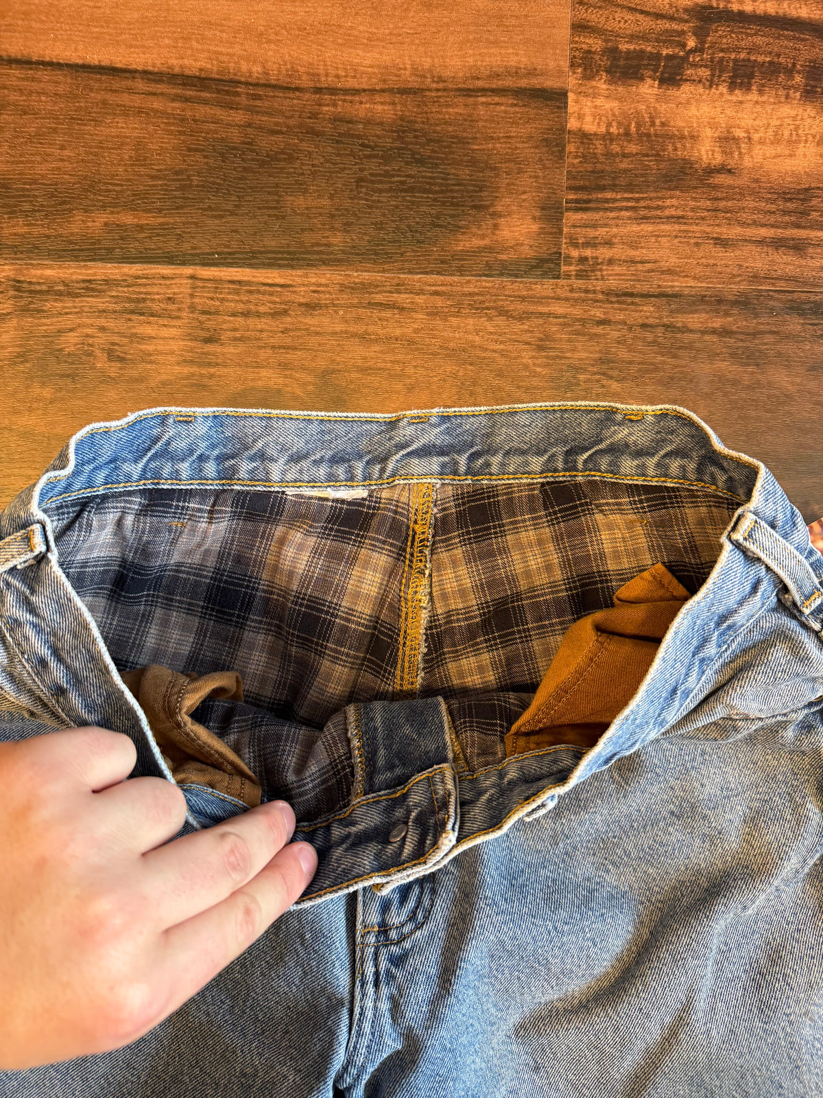 Vintage Carhartt Light Wash Distressed Flannel-Lined Jeans- 32x32