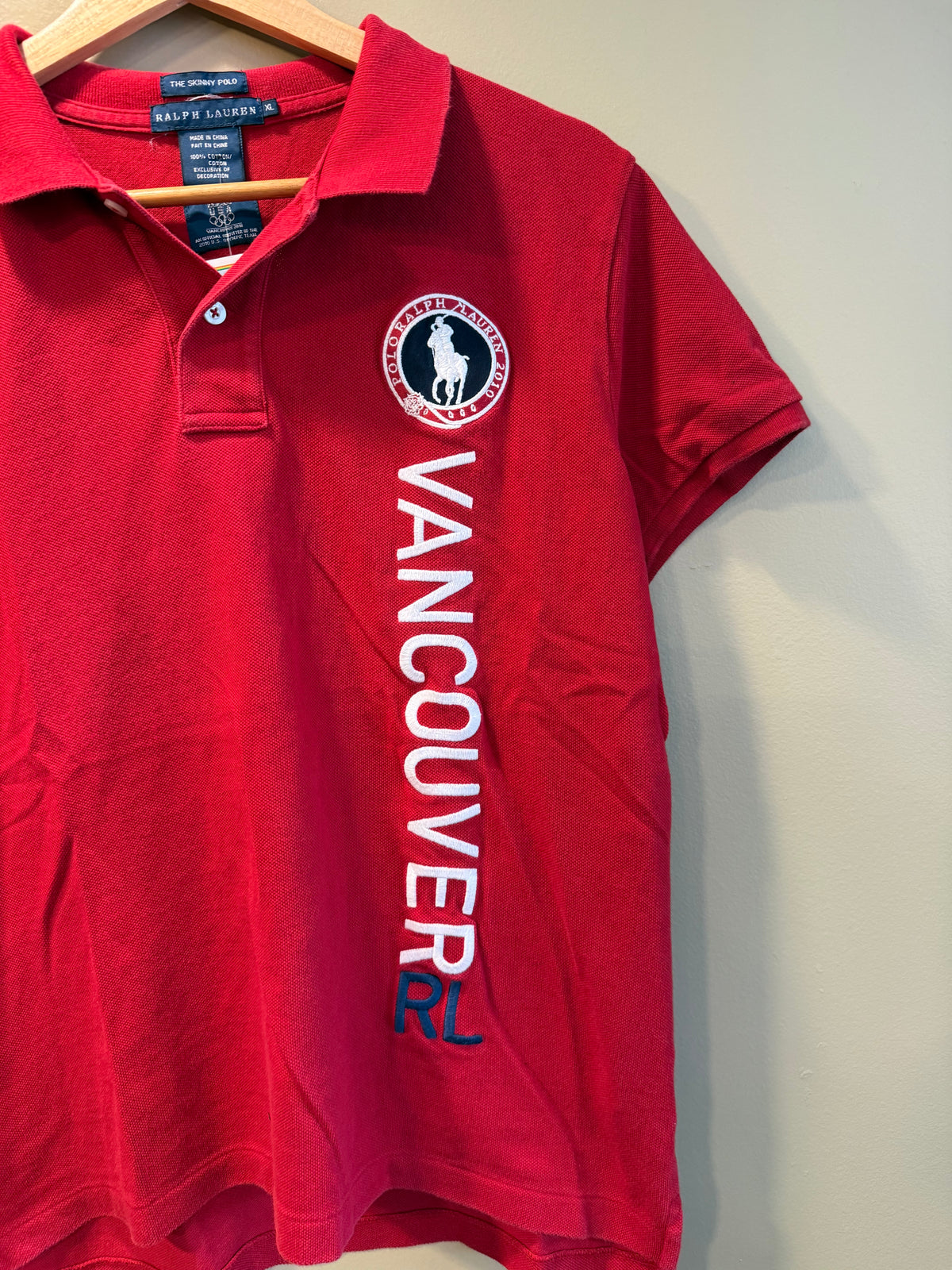 Vintage Polo Ralph Lauren Vancouver 2010 Team USA Olympics Women’s Red Polo Shirt- L/XL