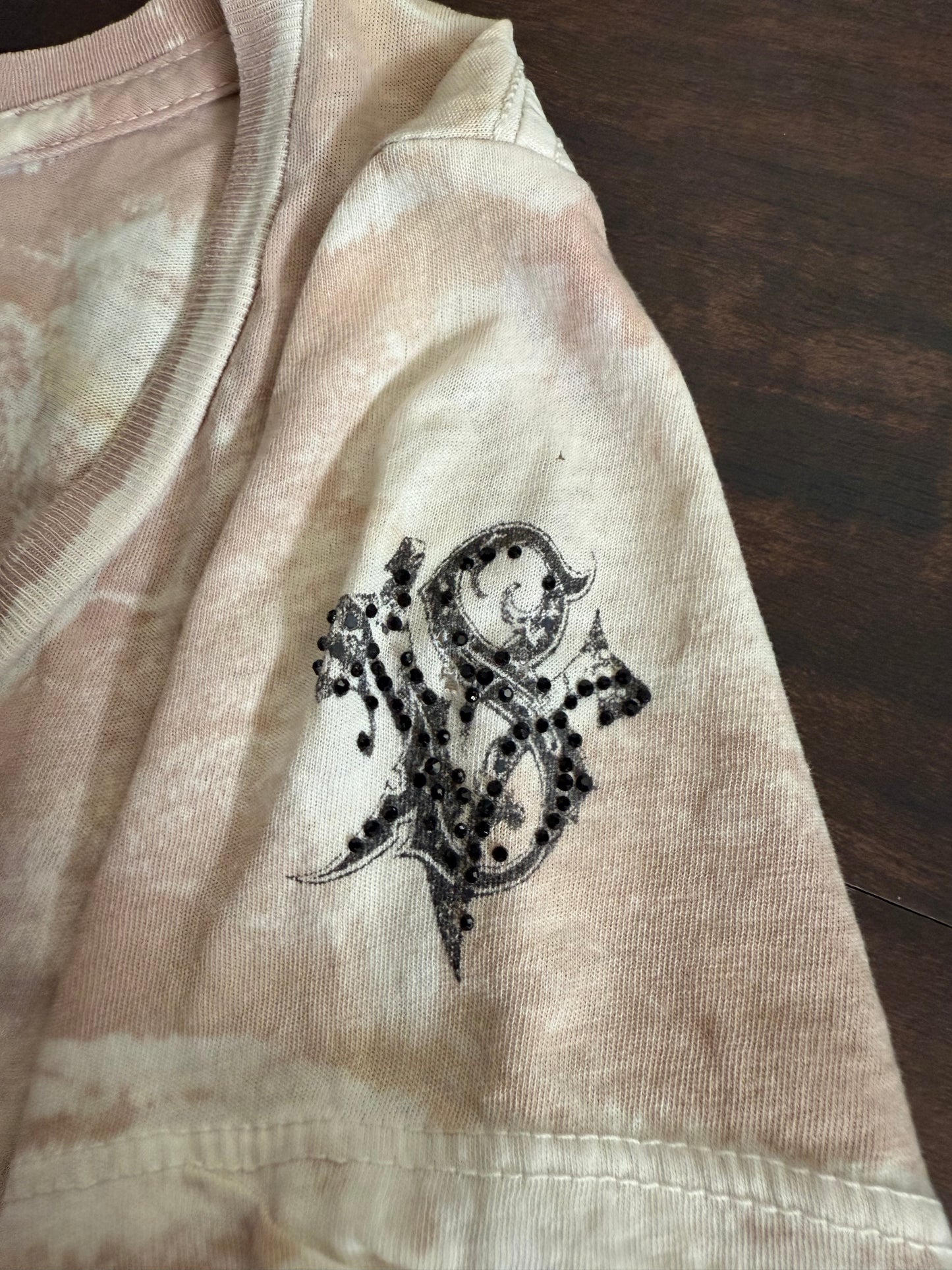 Vintage Y2K Embellished Cross Pink T-Shirt- S