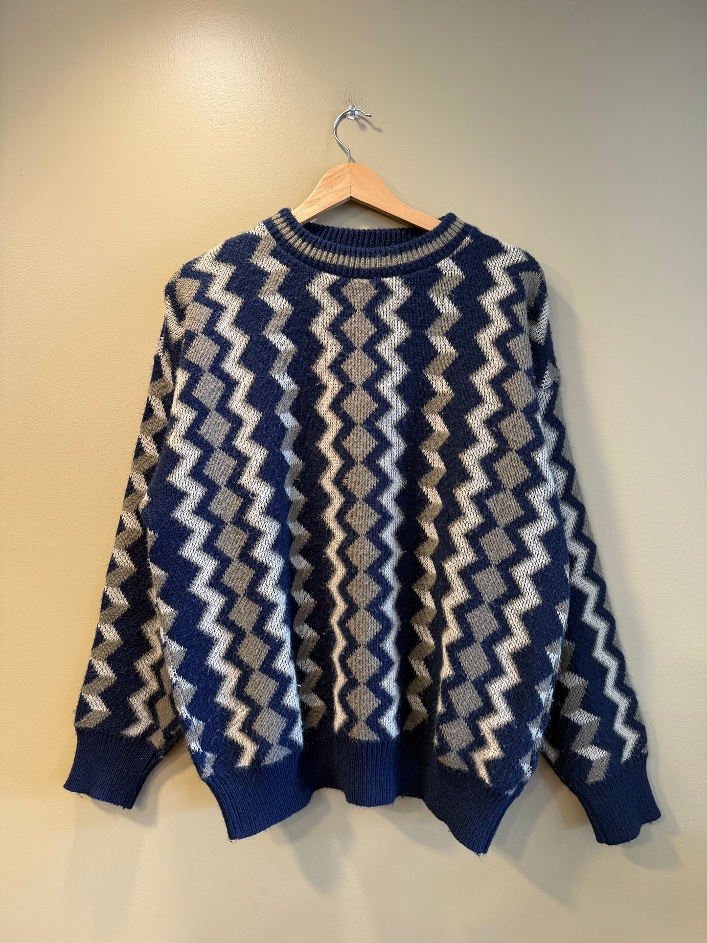 Vintage Towncraft Zig Zag Pattern Knit Sweater- L