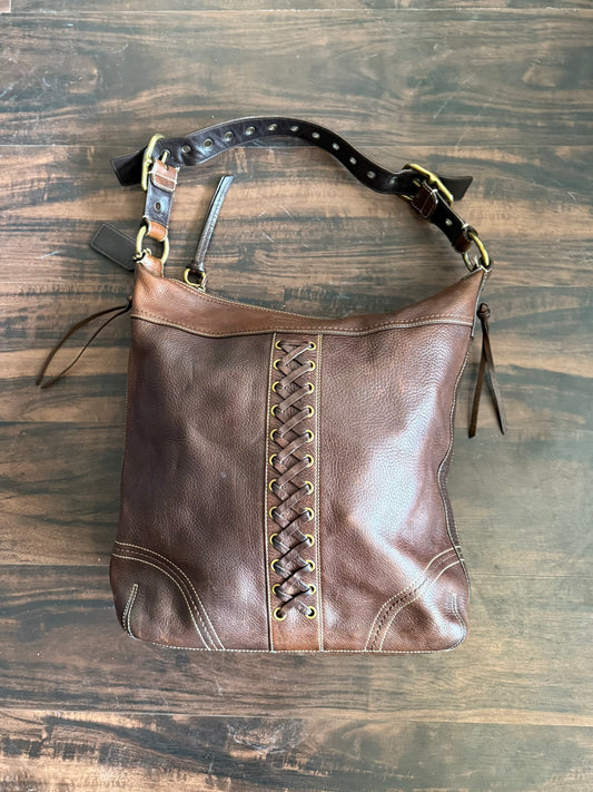 Vintage Coach Chelsea Laced Duffle Shoulder Brown Bag (H0693-10400)