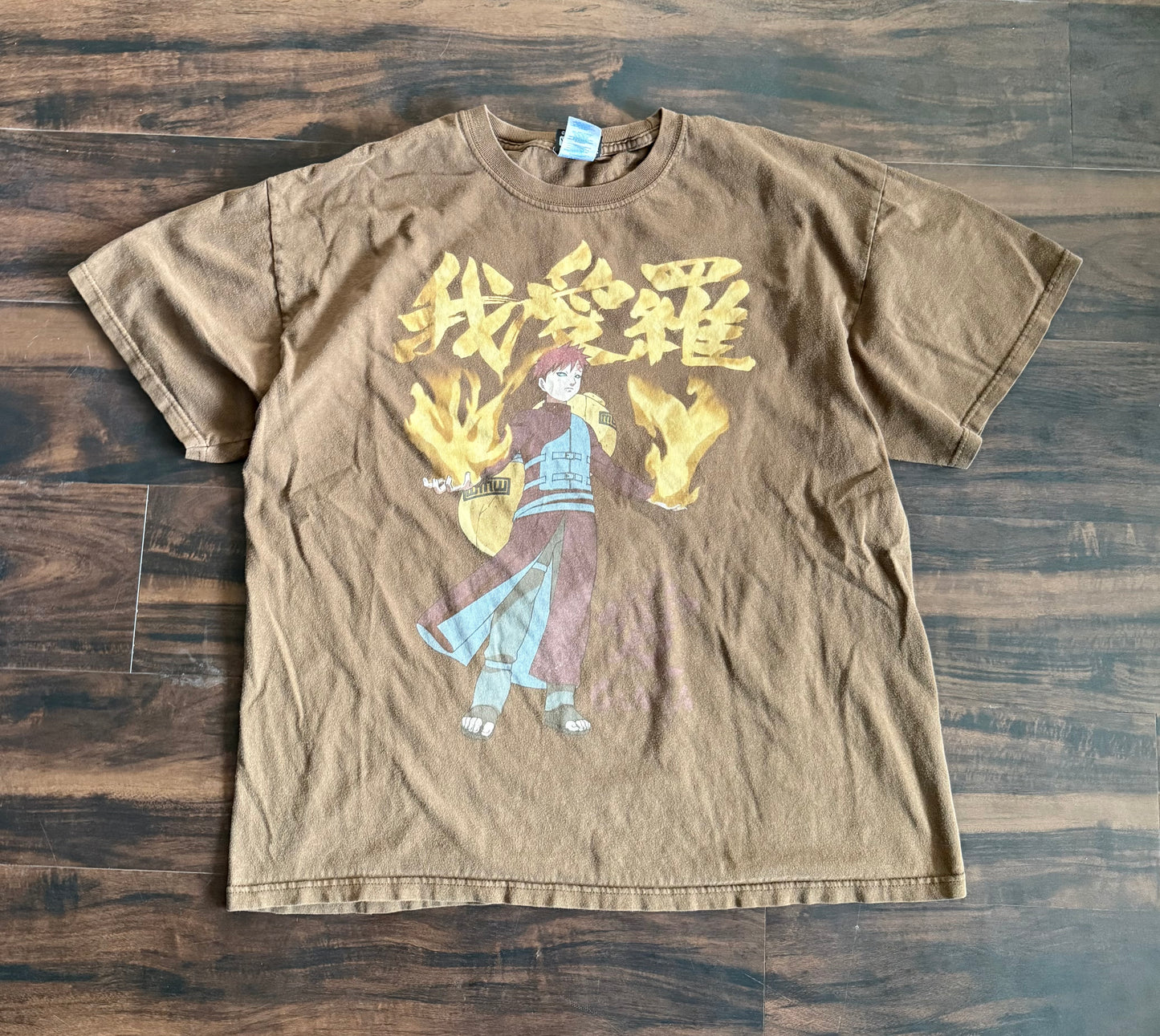 Vintage Naruto Shippuden Gaara Brown Anime T-Shirt- L