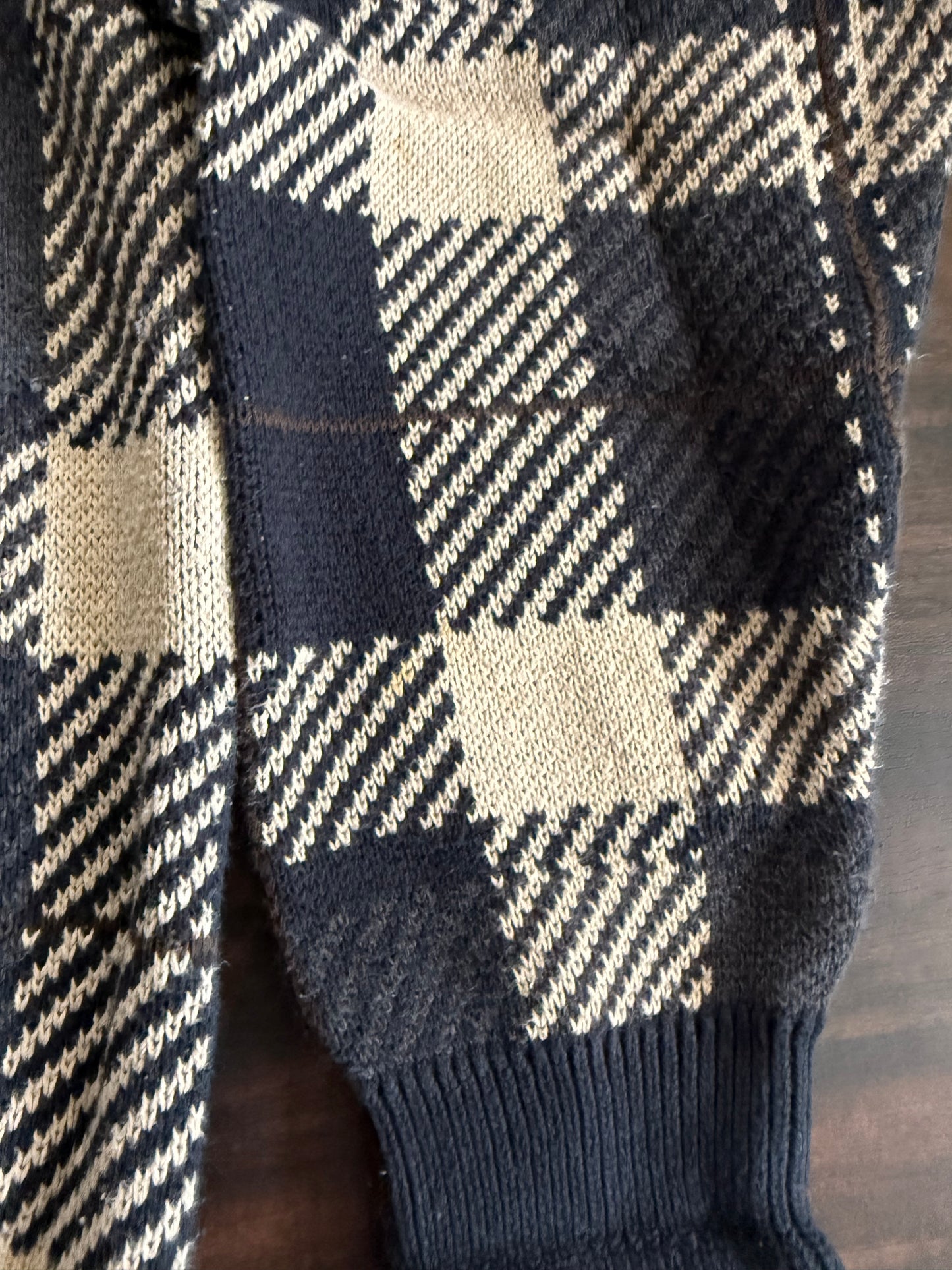 Vintage Woods & Gray Tartan Earth Tones Cotton Sweater- L