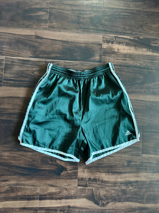 Vintage Adidas Green Striped Athletic Shorts- S