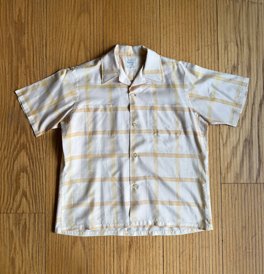 Vintage 1960s Permanent Press Checkered Button-Down Casual Shirt- L