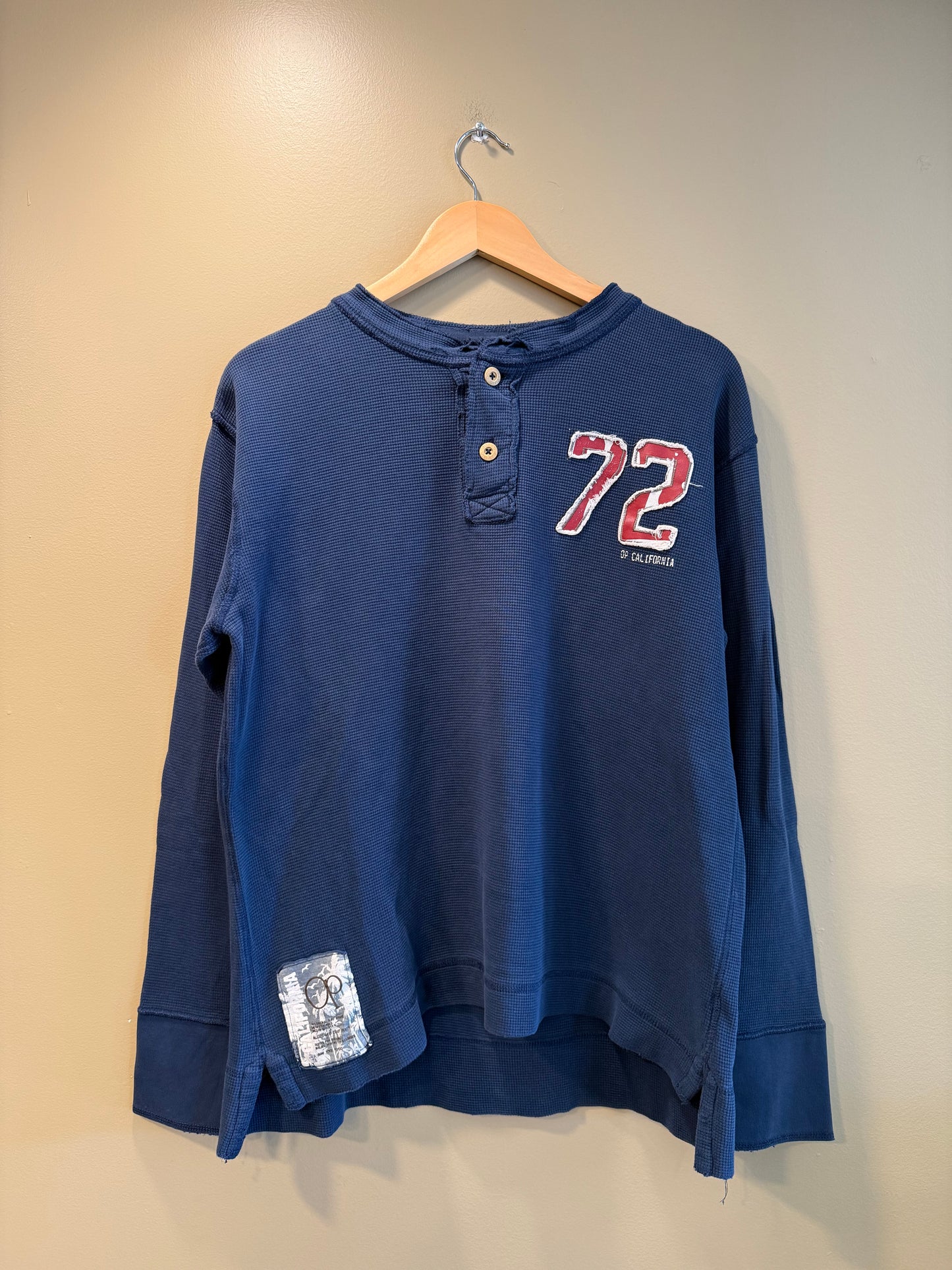 Vintage Ocean Pacific Navy Blue Thermal T-Shirt- M