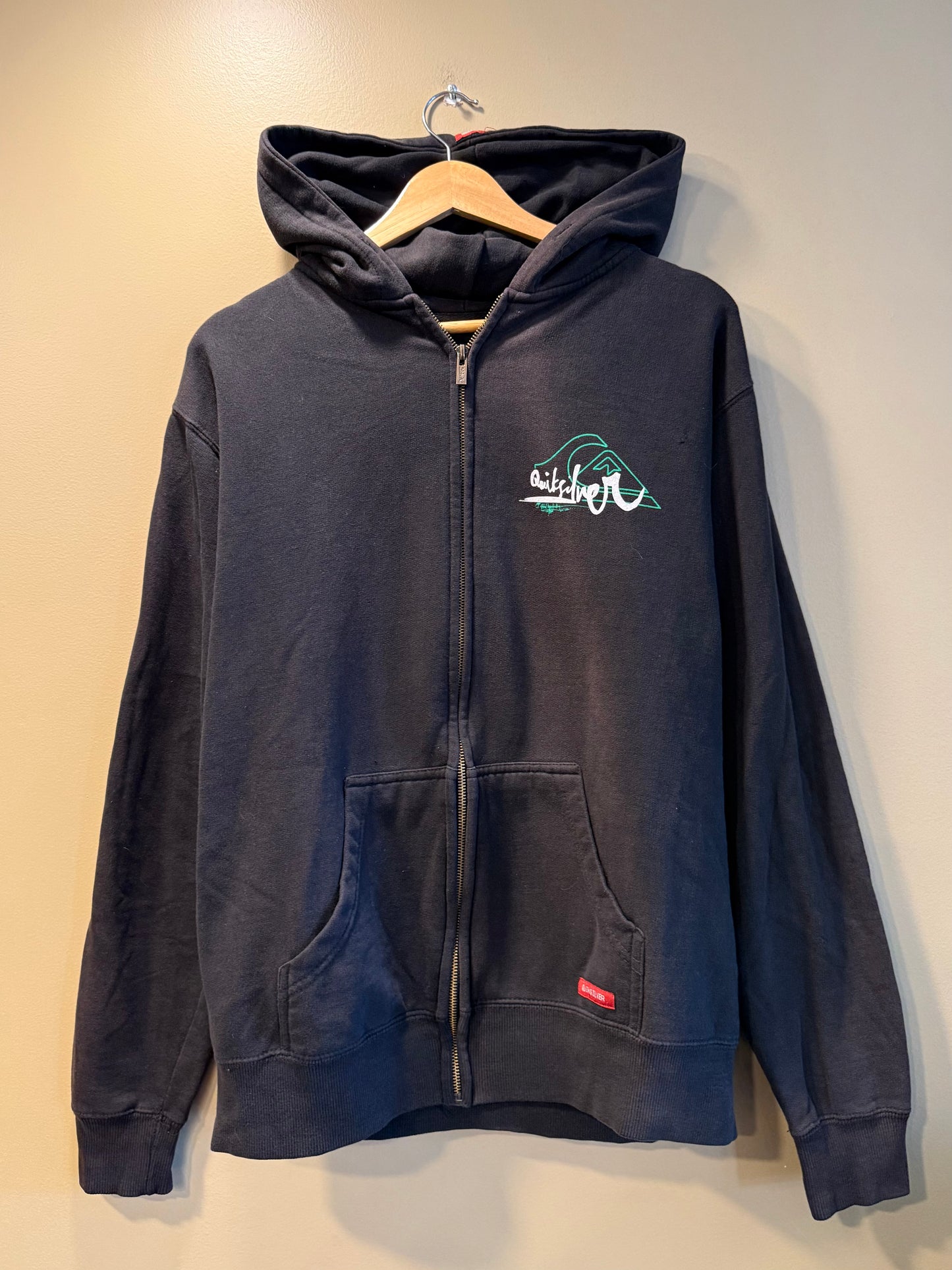 Vintage Quiksilver Big Logo Zip-Up Hoodie Sweatshirt- M