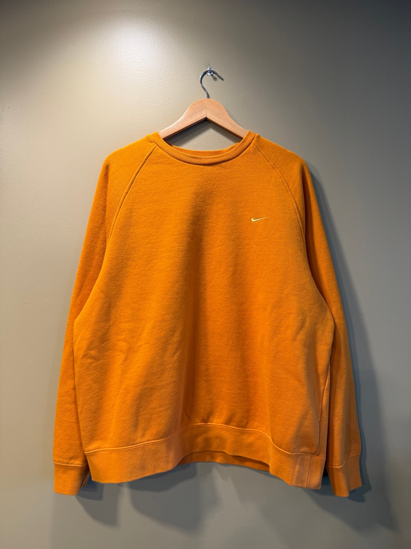 Vintage Y2K Nike Orange Embroidered Check Crewneck Sweatshirt- XL