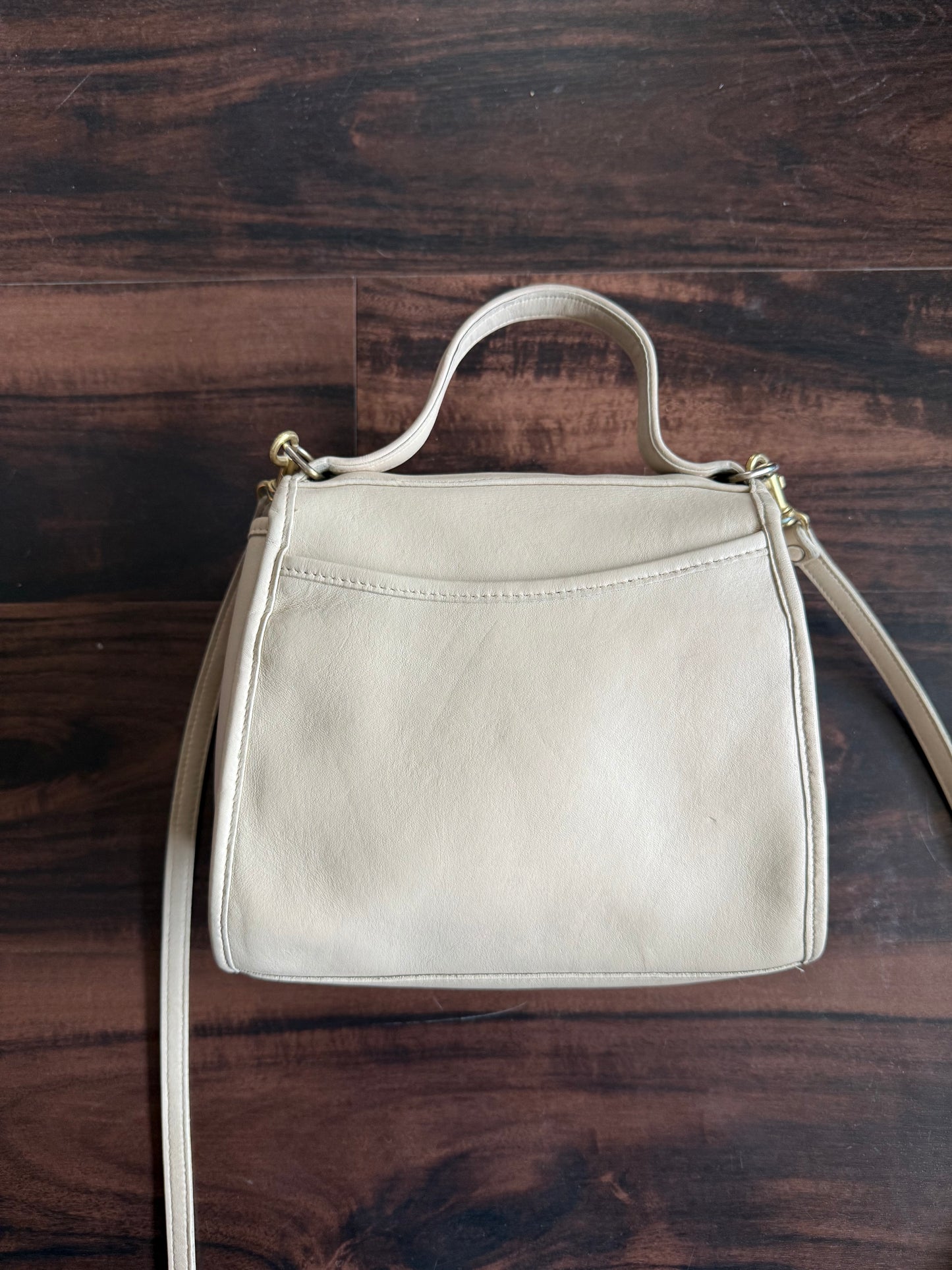 Vintage Coach Regina Flap Top Bone & Brass Crossbody Bag