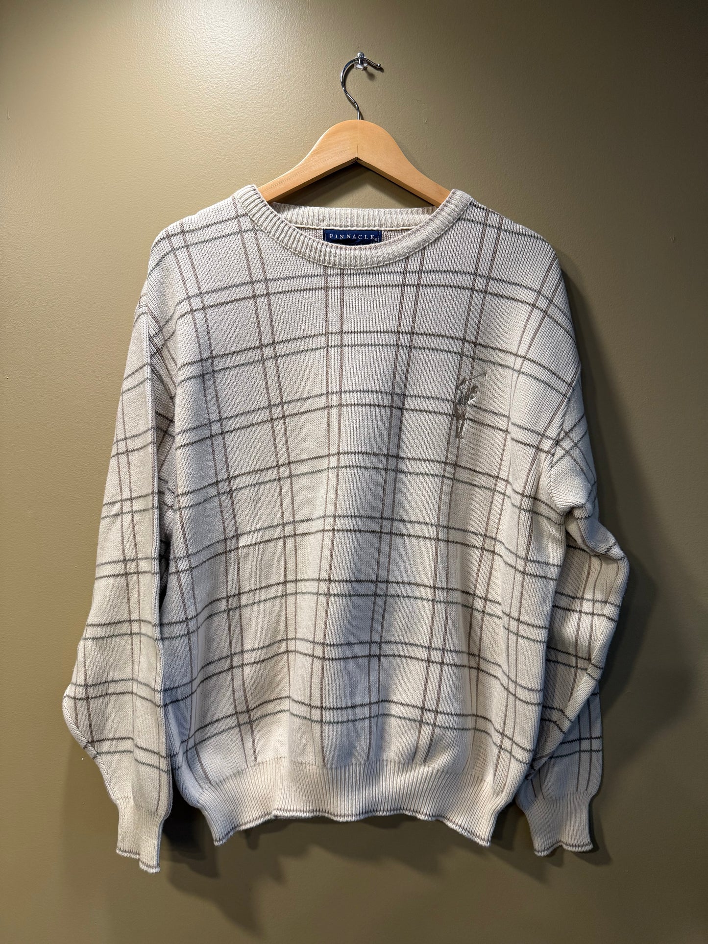 Vintage Checkered White Golf Sweater- L