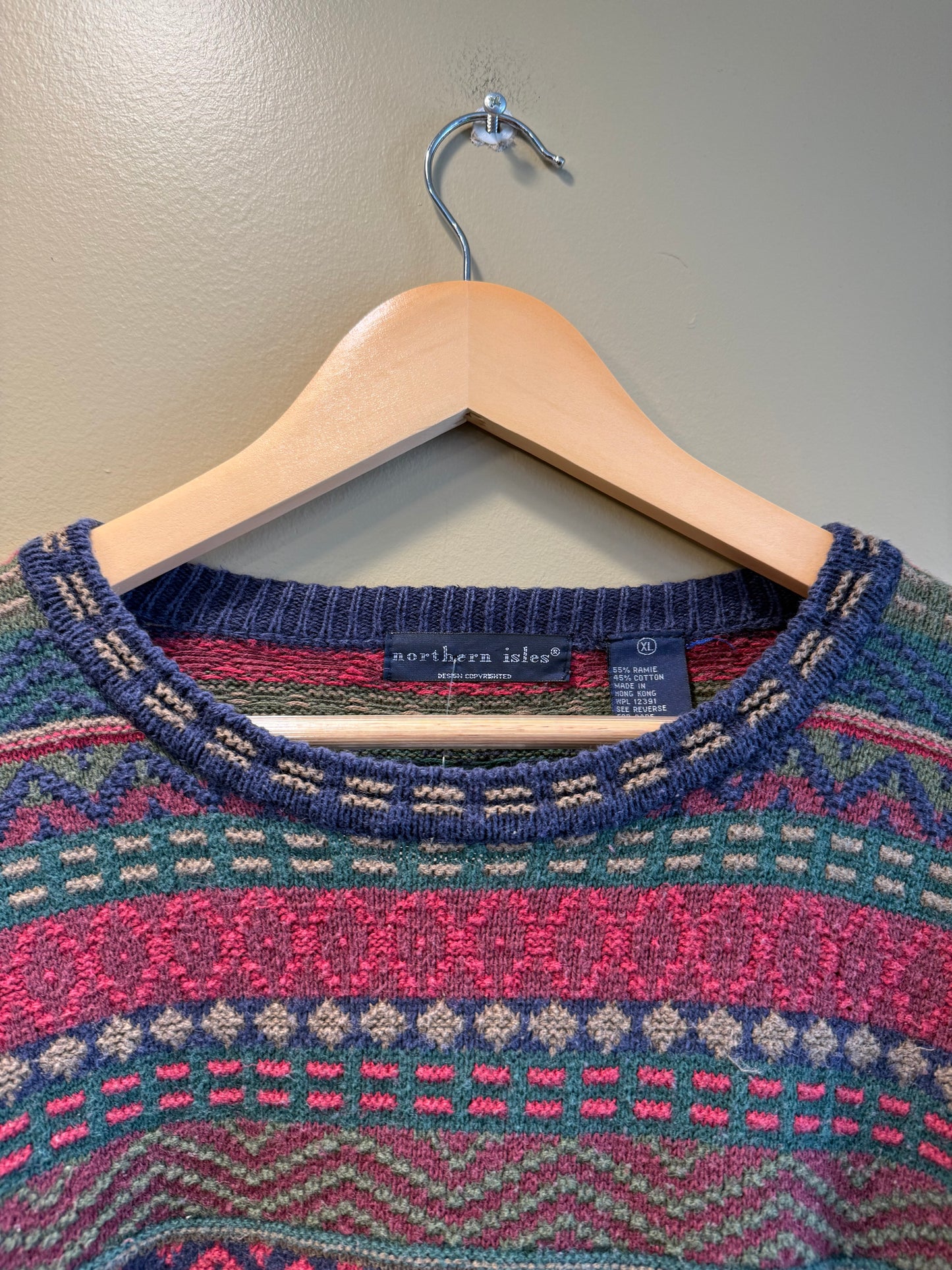 Vintage Northern Isles Rainbow Ramie Striped Knit Sweater- XL