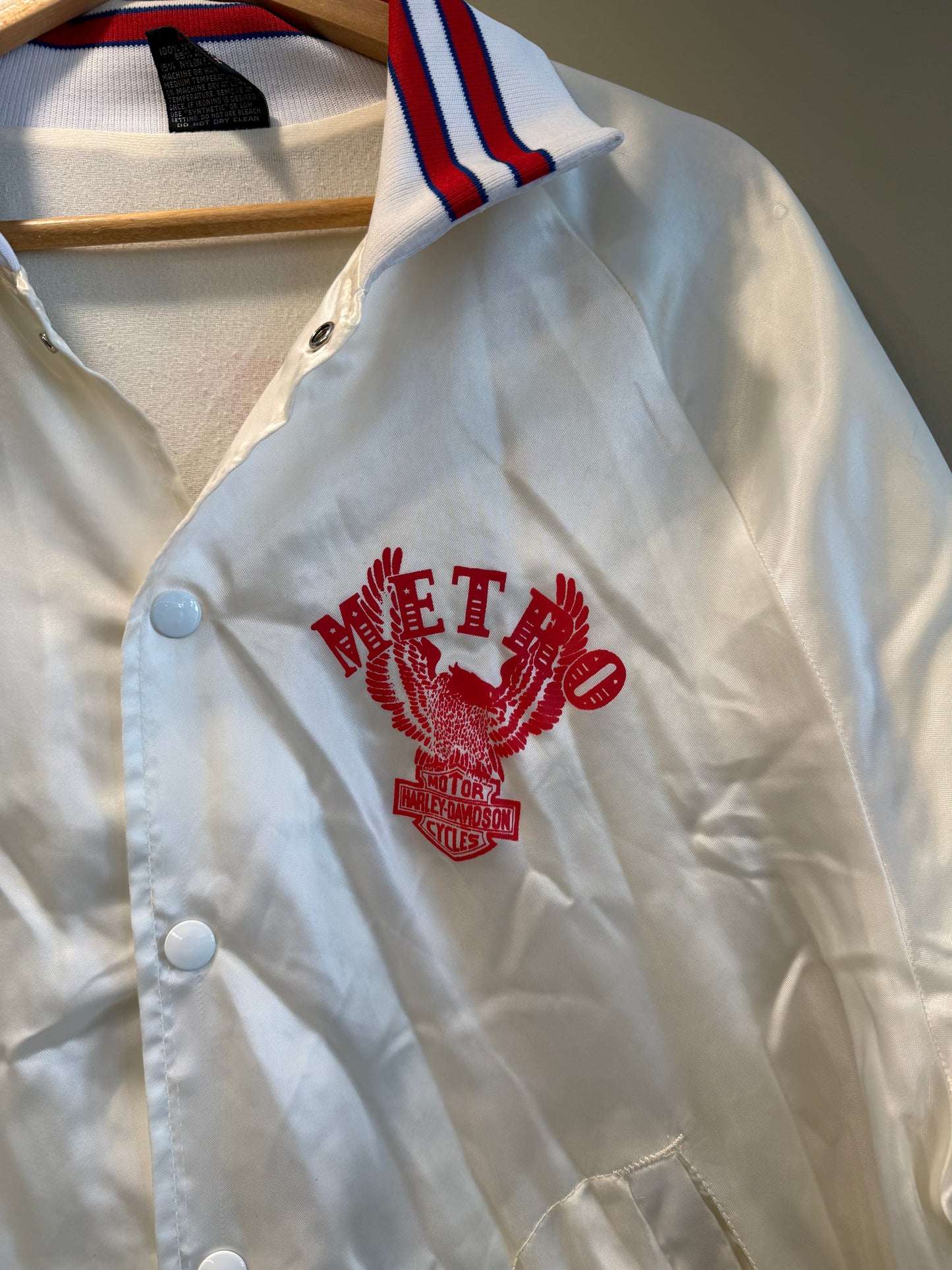 Vintage Harley Davidson White Satin Jacket- L
