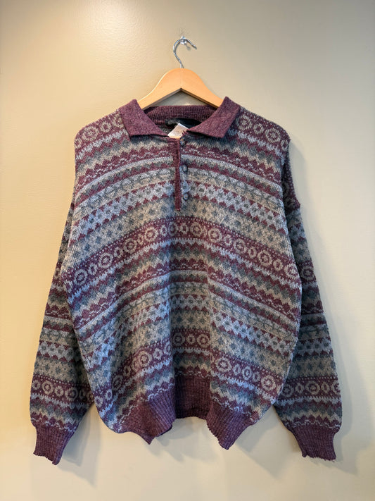 Vintage Made In Italy Wool Collared Sweater- M/L