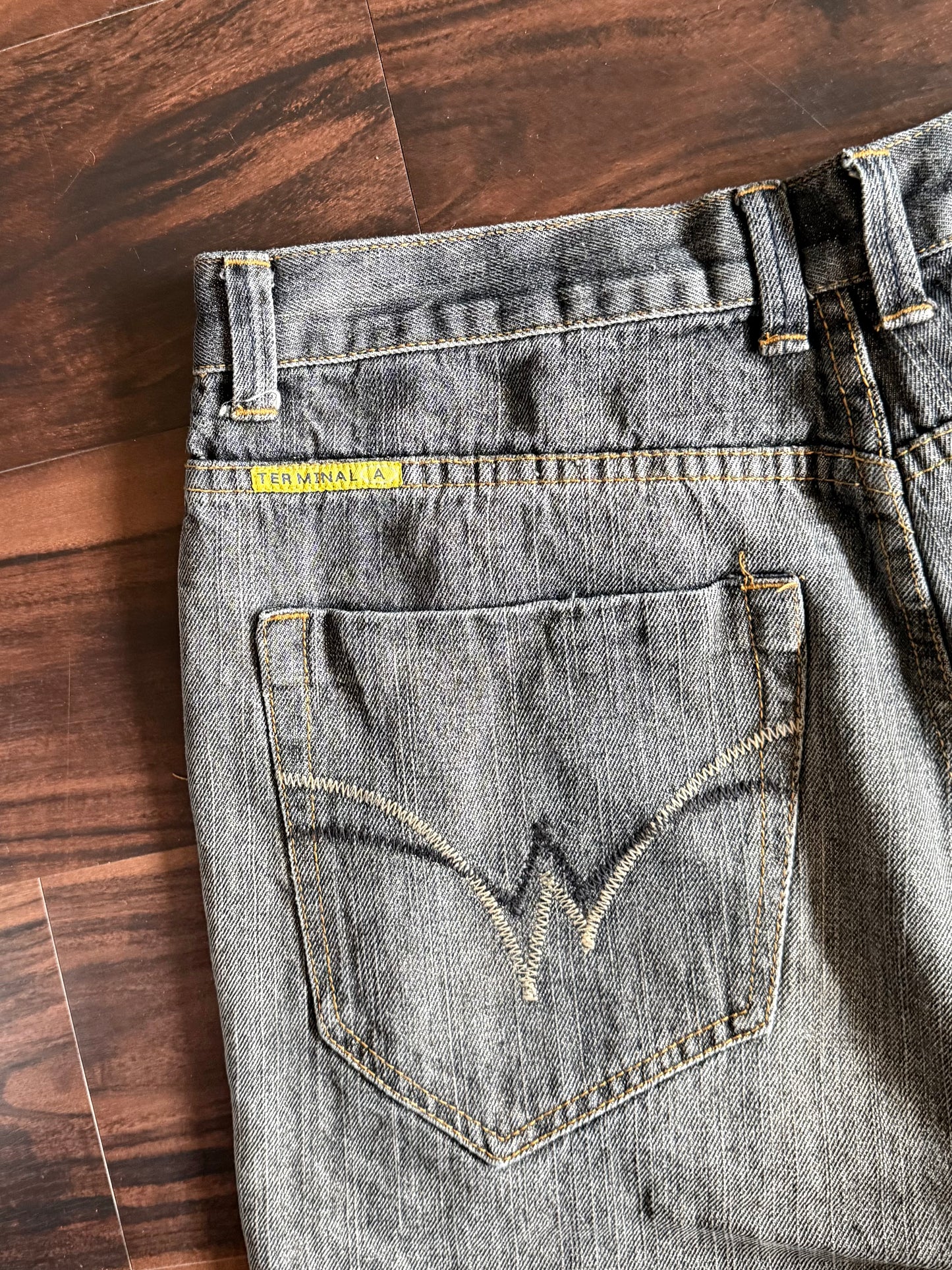 Vintage Y2K Terminal Dark Gray Denim Jean Shorts- 38