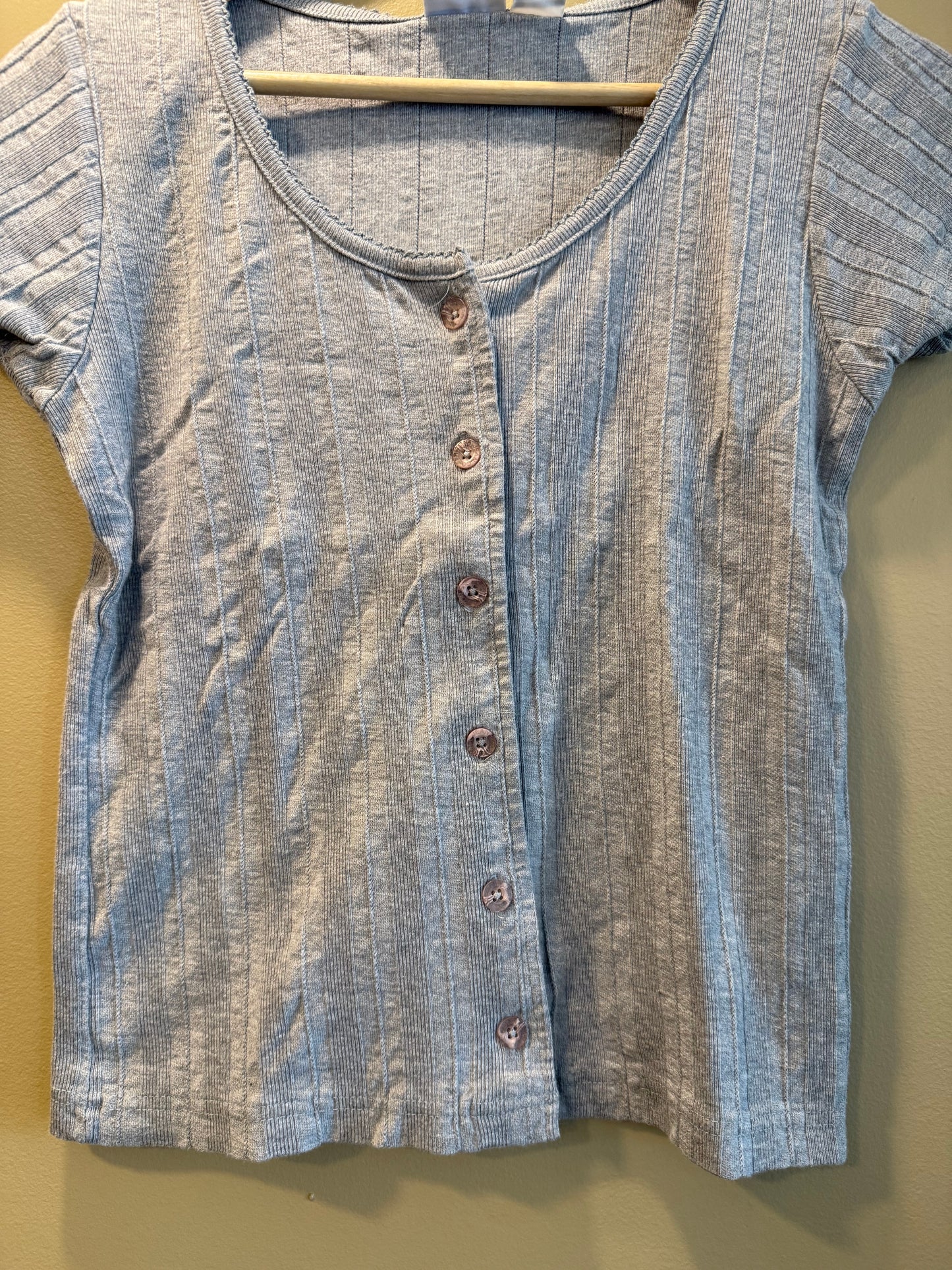 Vintage Y2K Arizona Jean Co. Gray Ribbed Button-Up Shirt- M