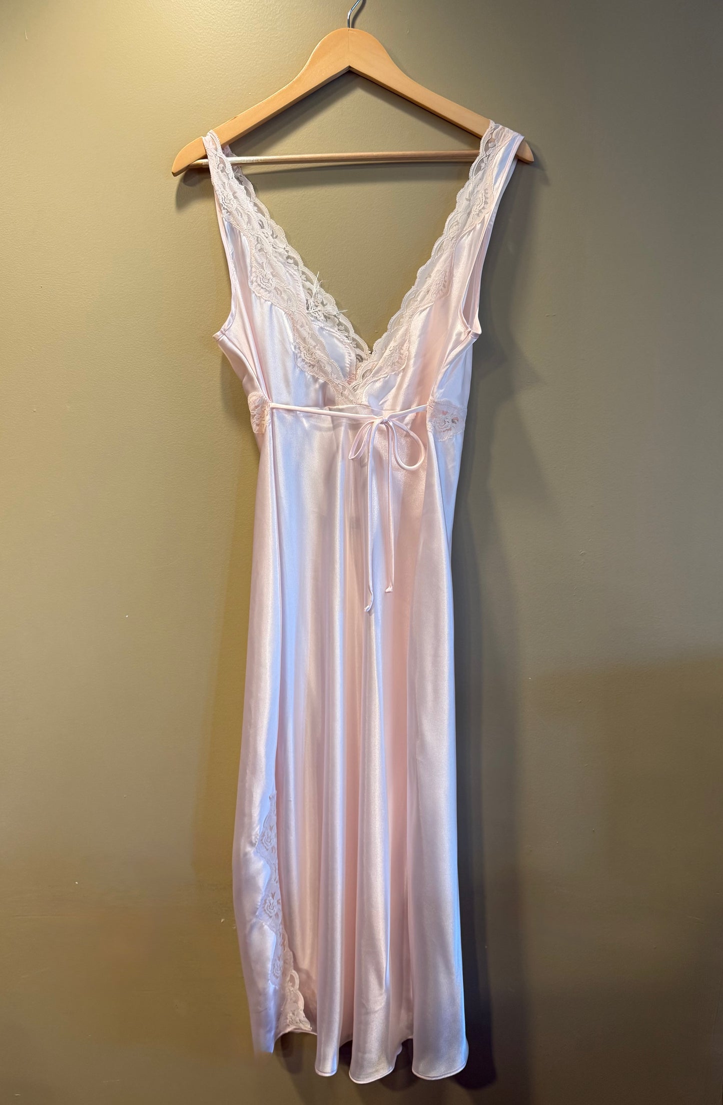 Vintage Pink Lingerie Lace Slip Dress- S