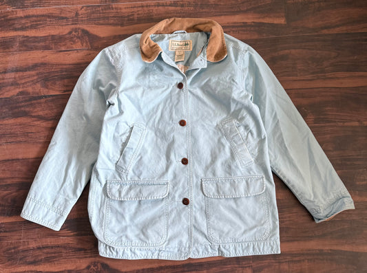 Vintage L.L. Bean Light Blue Corduroy Collar Chore Overcoat Jacket- L
